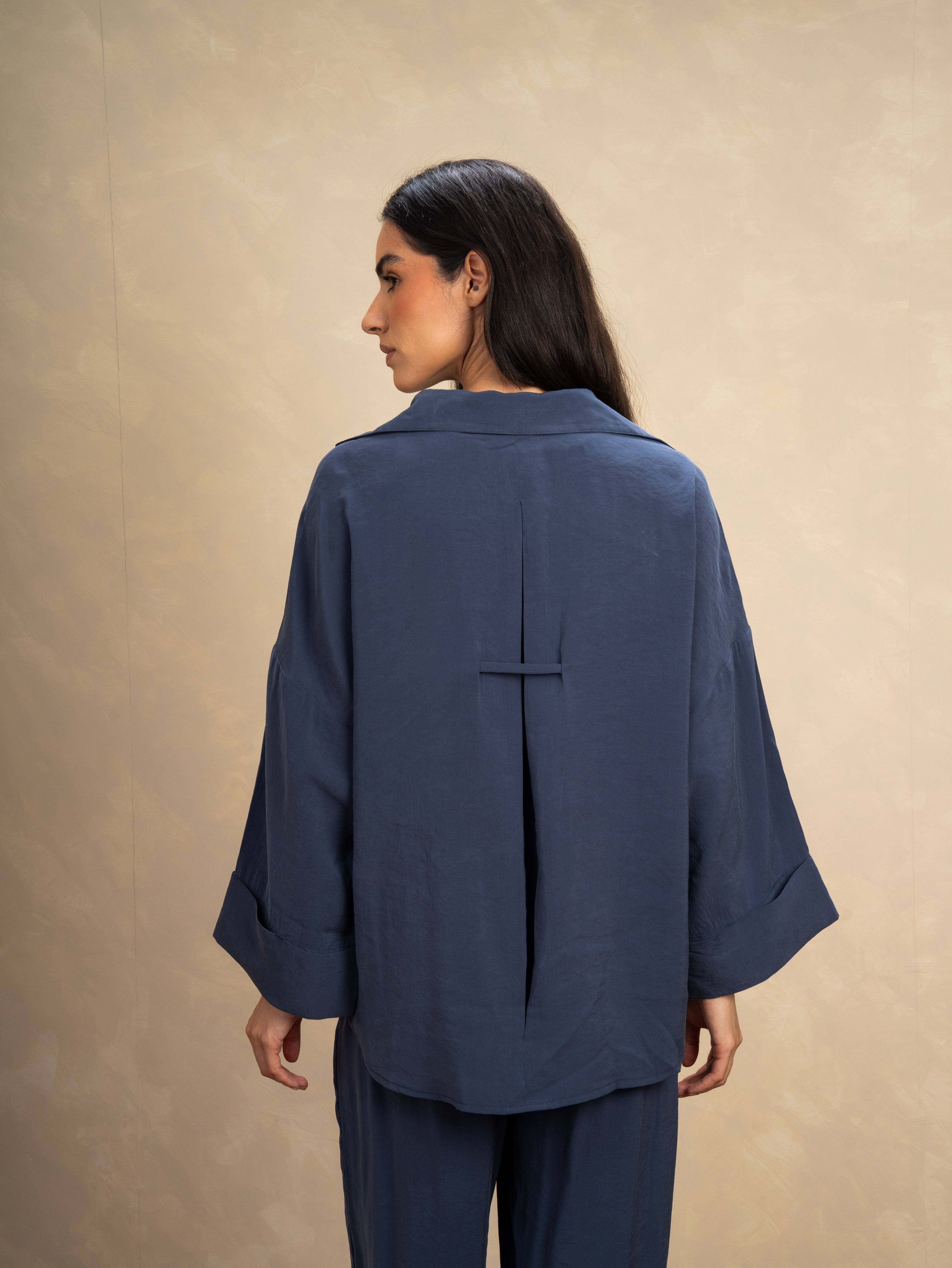 Oversized Plain Shirt - With Wooden Buttons