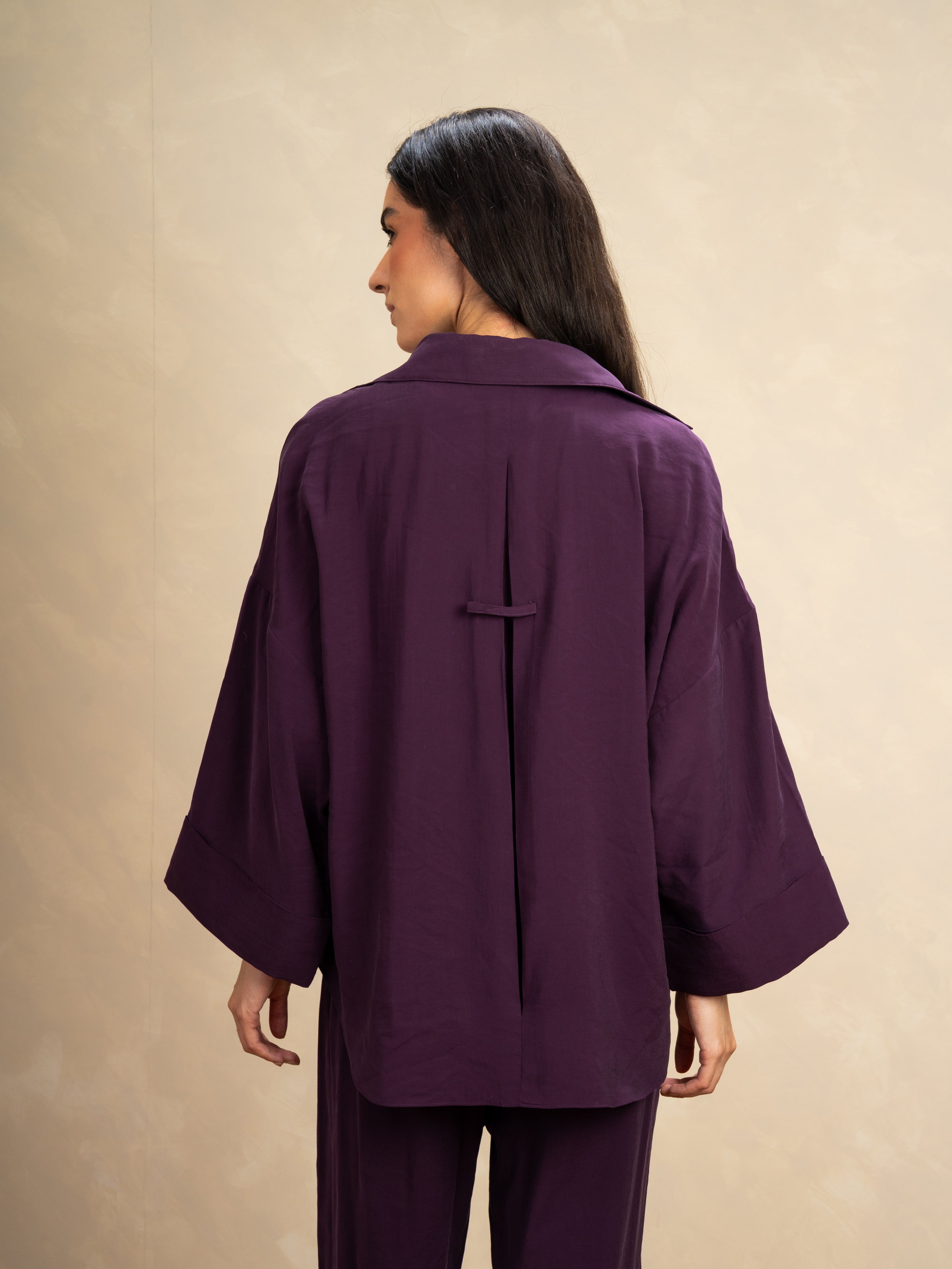Oversized Plain Shirt - With Wooden Buttons