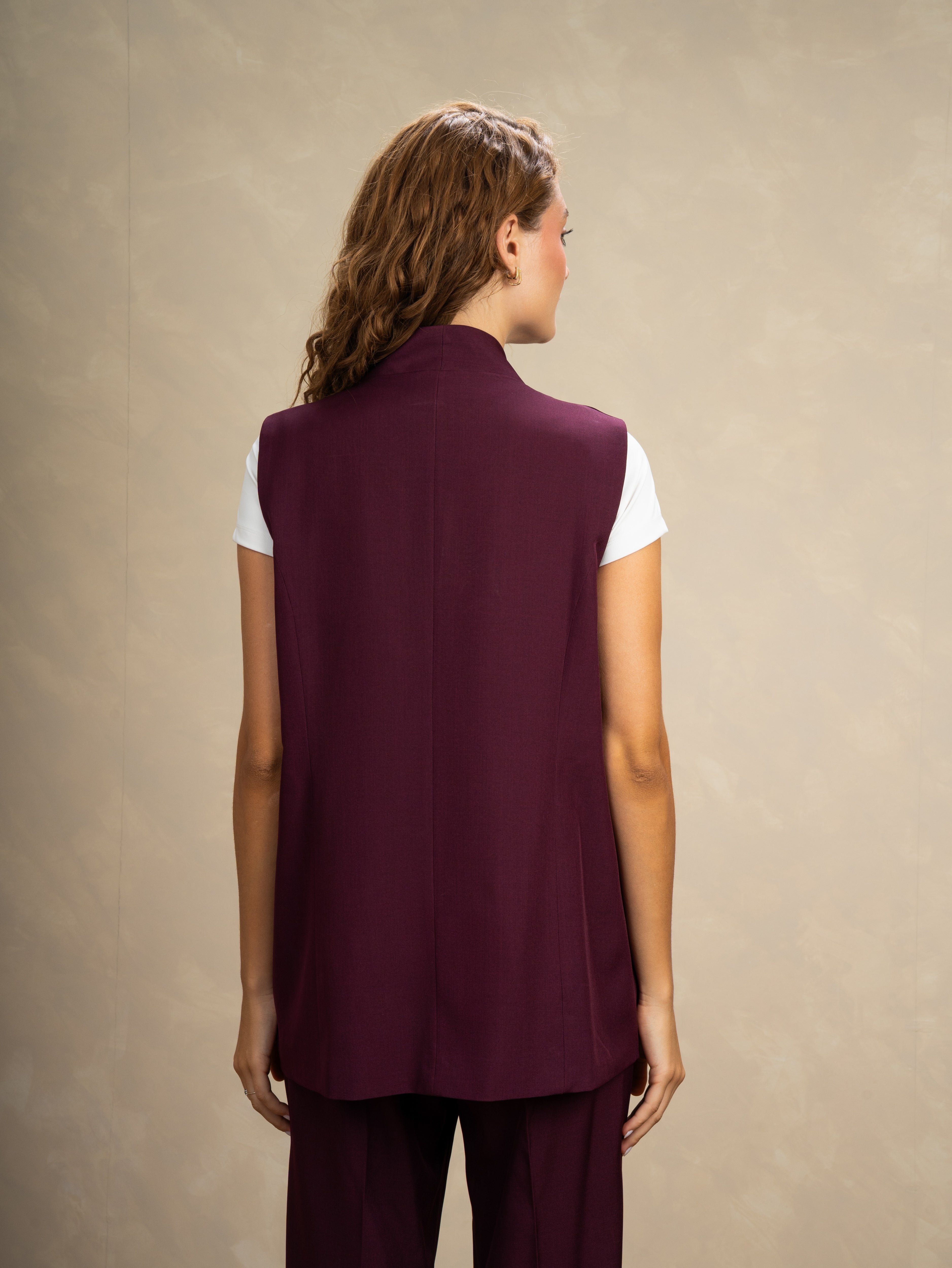 Long Vest With - Gold Button
