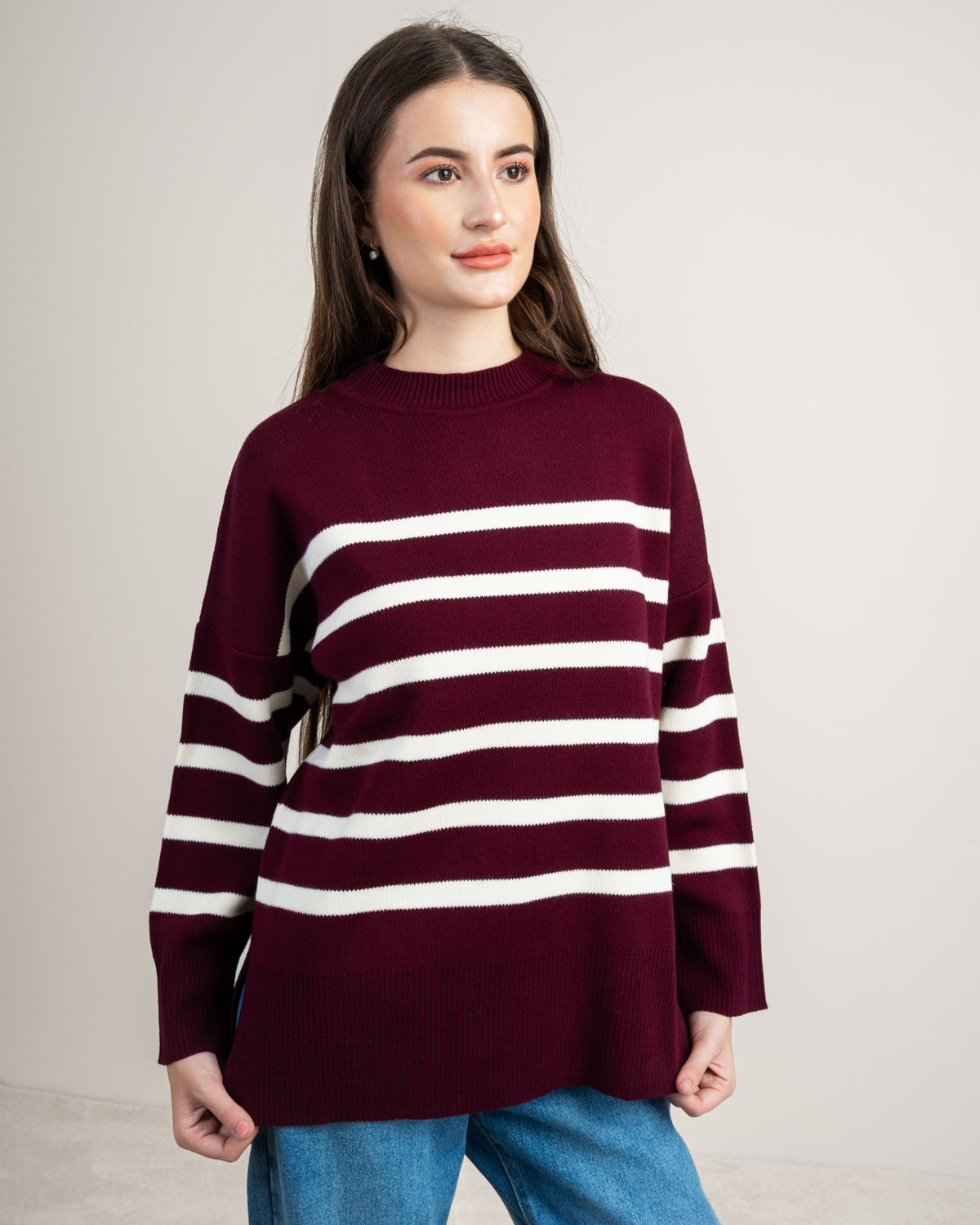 Long Striped Knitwear Pullover
