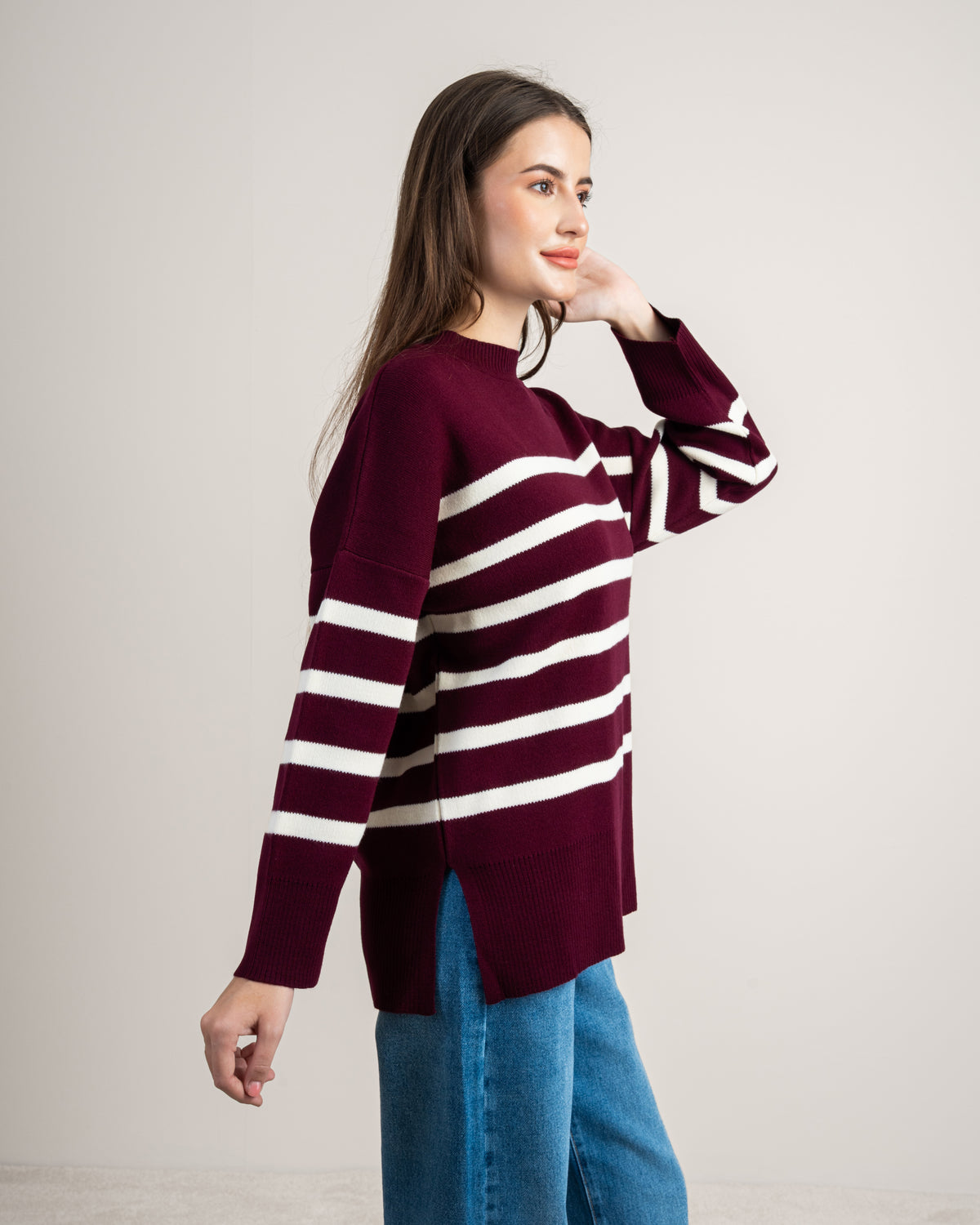 Long Striped Knitwear Pullover