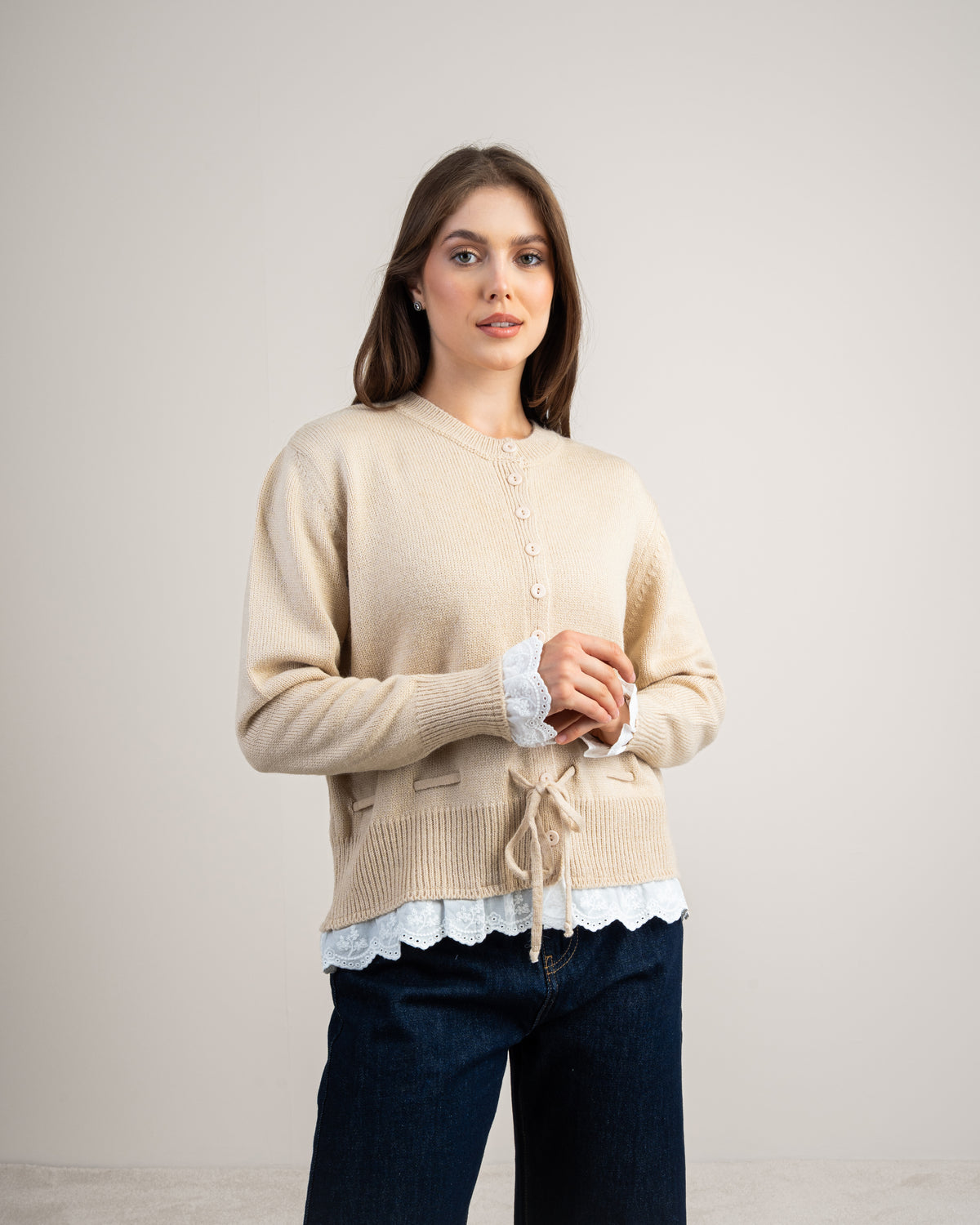 Lace Detail Knitwear Pullover