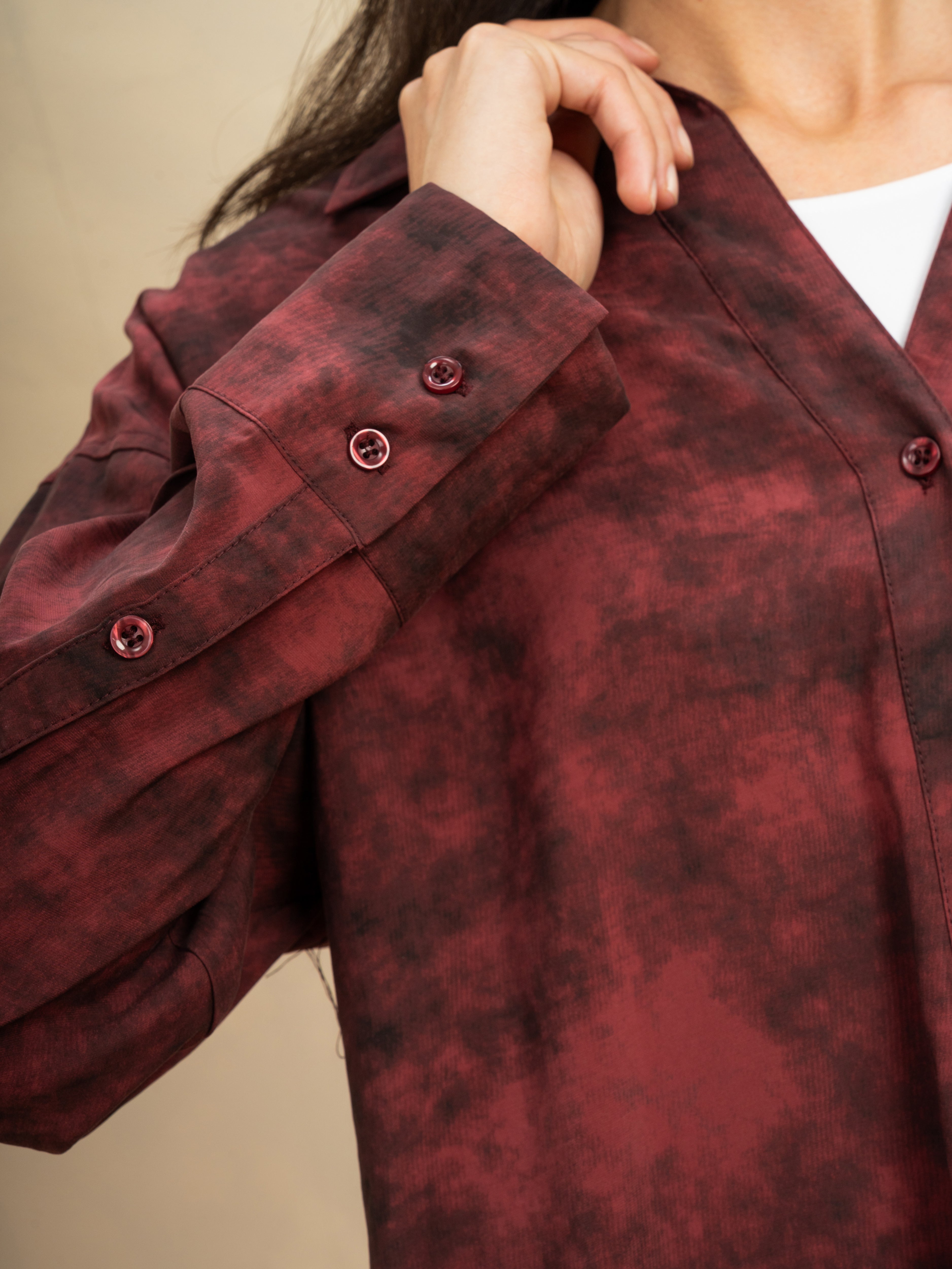 Plain Shirt With Sleeve Buttons - And Chest Pocket