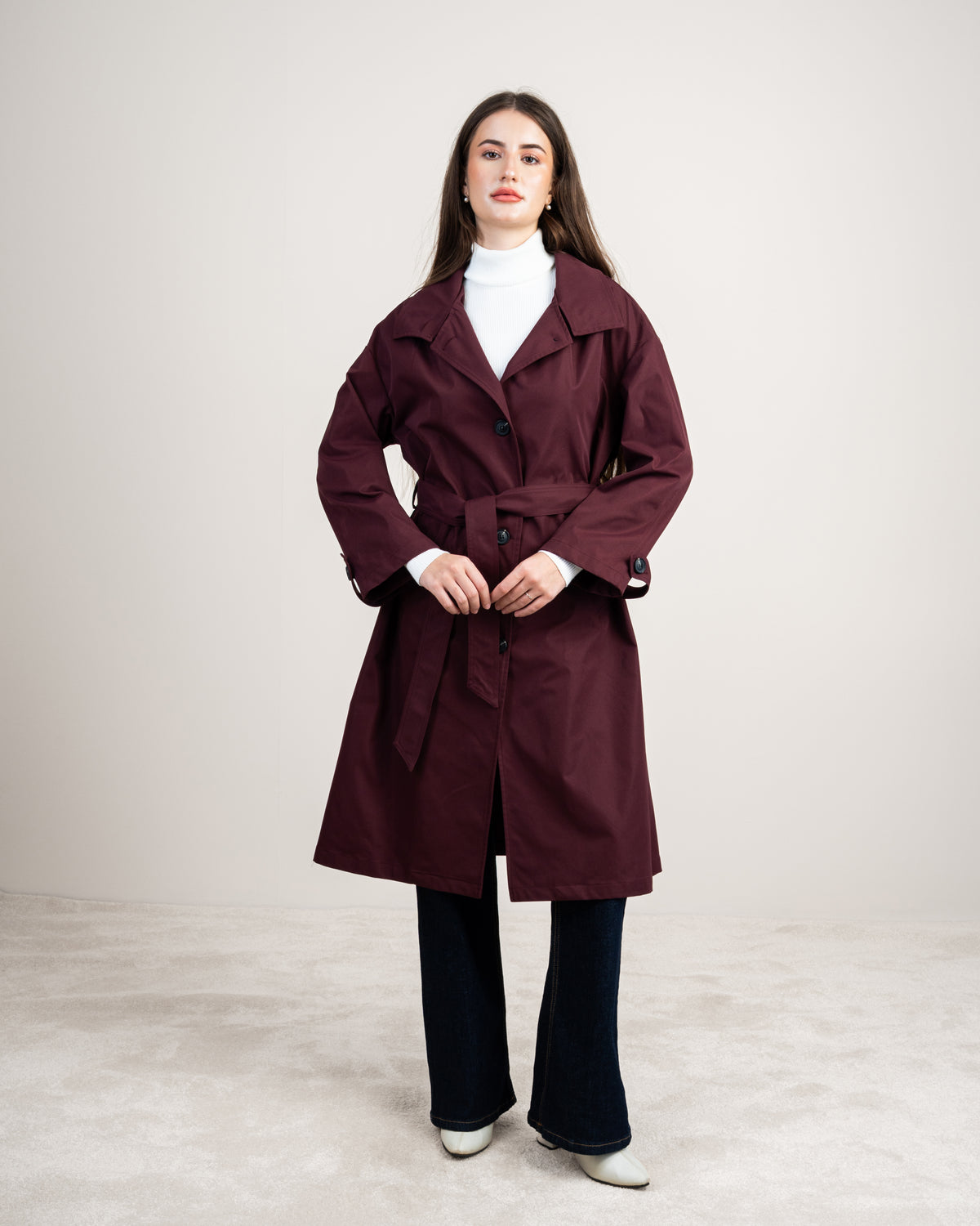 Waterproof Trench Coat - With Belt And Buttons