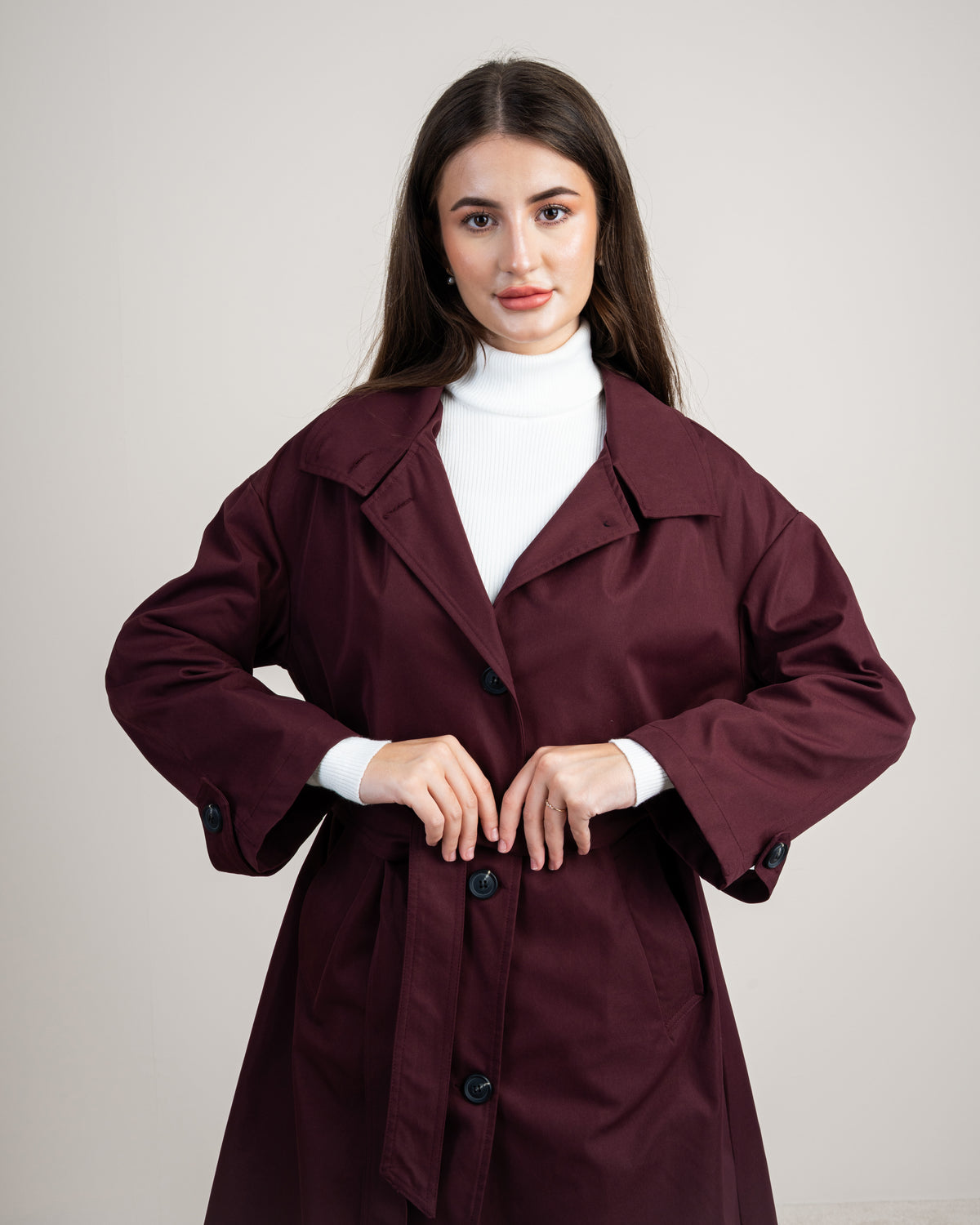 Waterproof Trench Coat - With Belt And Buttons