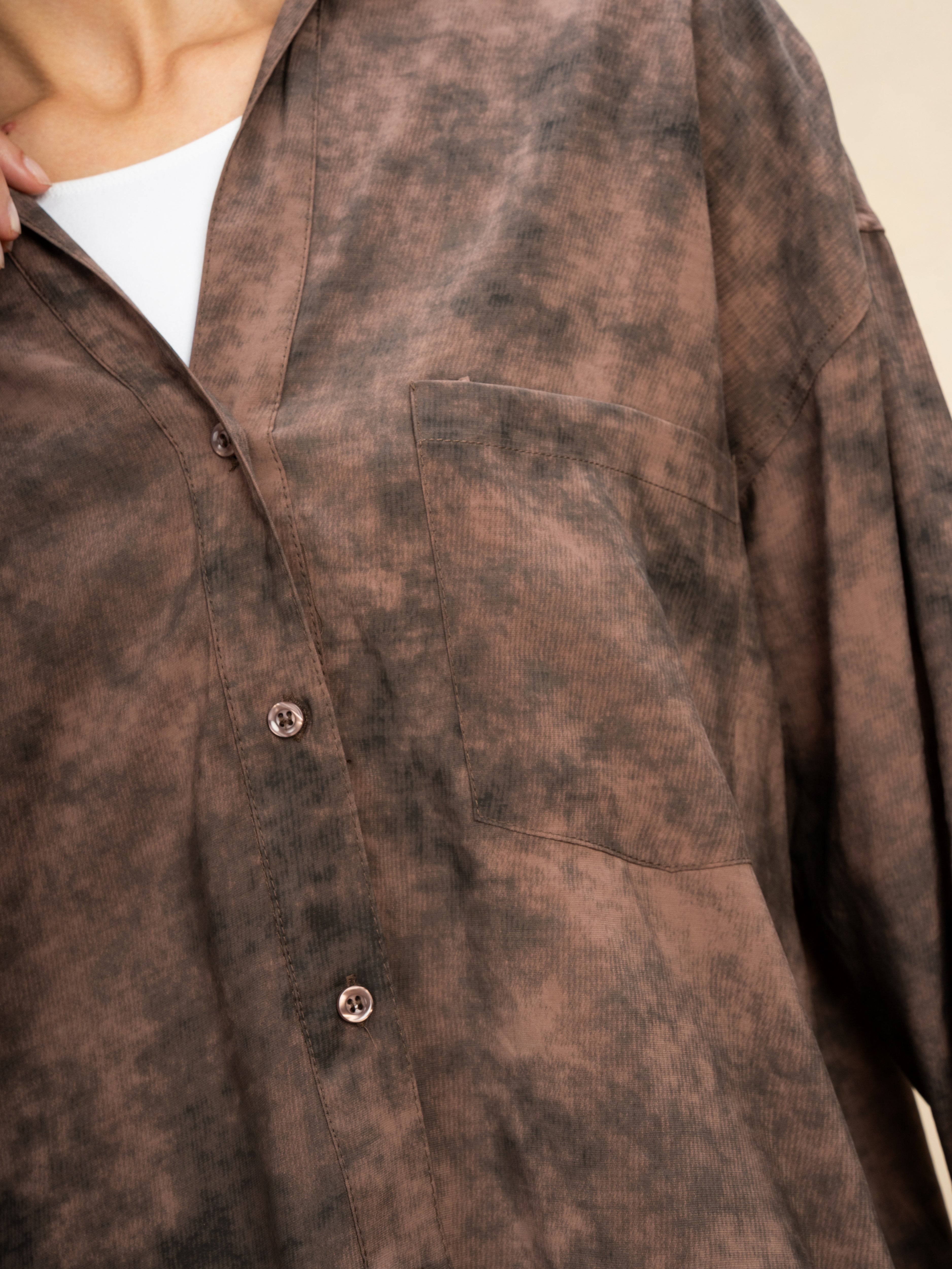 Plain Shirt With Sleeve Buttons - And Chest Pocket