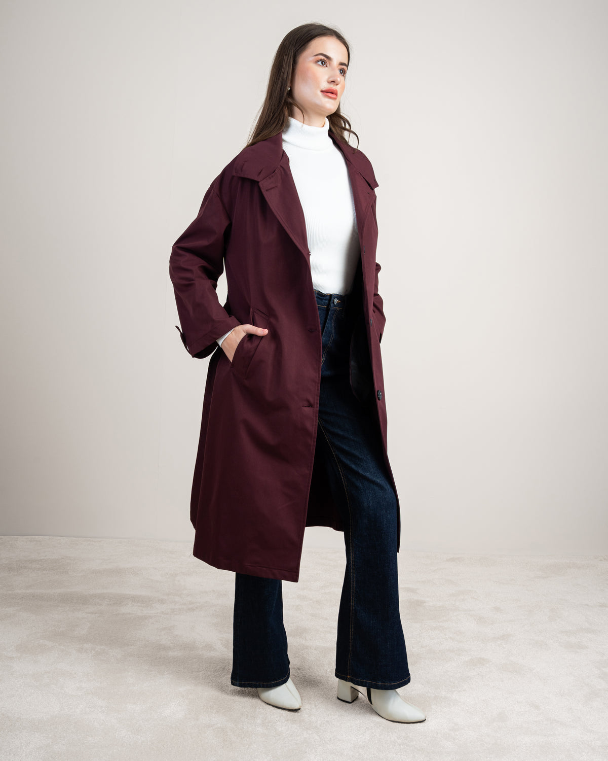 Waterproof Trench Coat - With Belt And Buttons