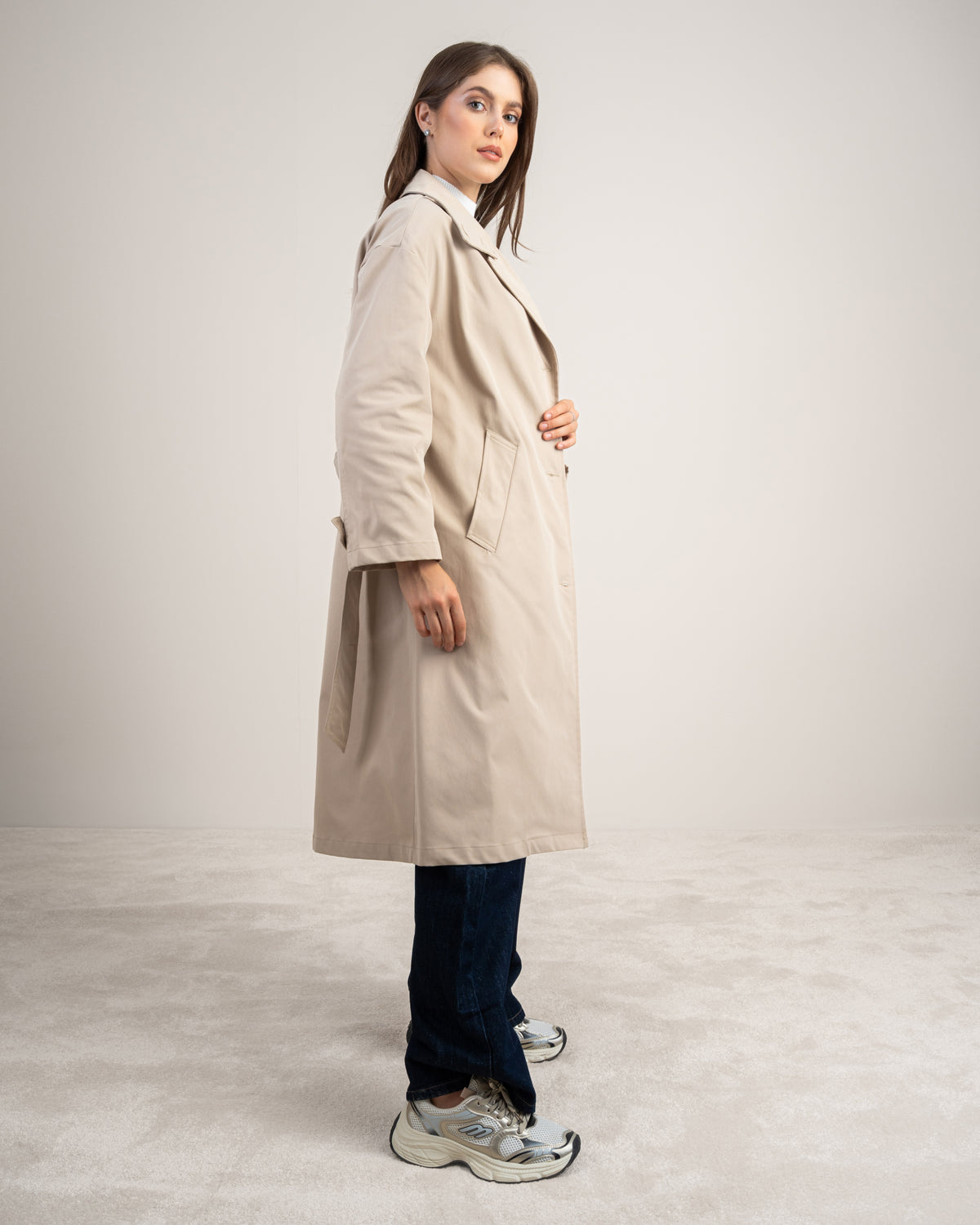 Waterproof Trench Coat - With Belt And Buttons