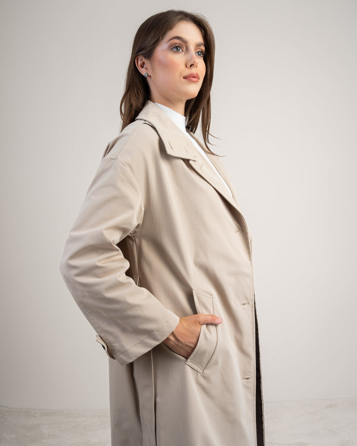 Waterproof Trench Coat - With Belt And Buttons