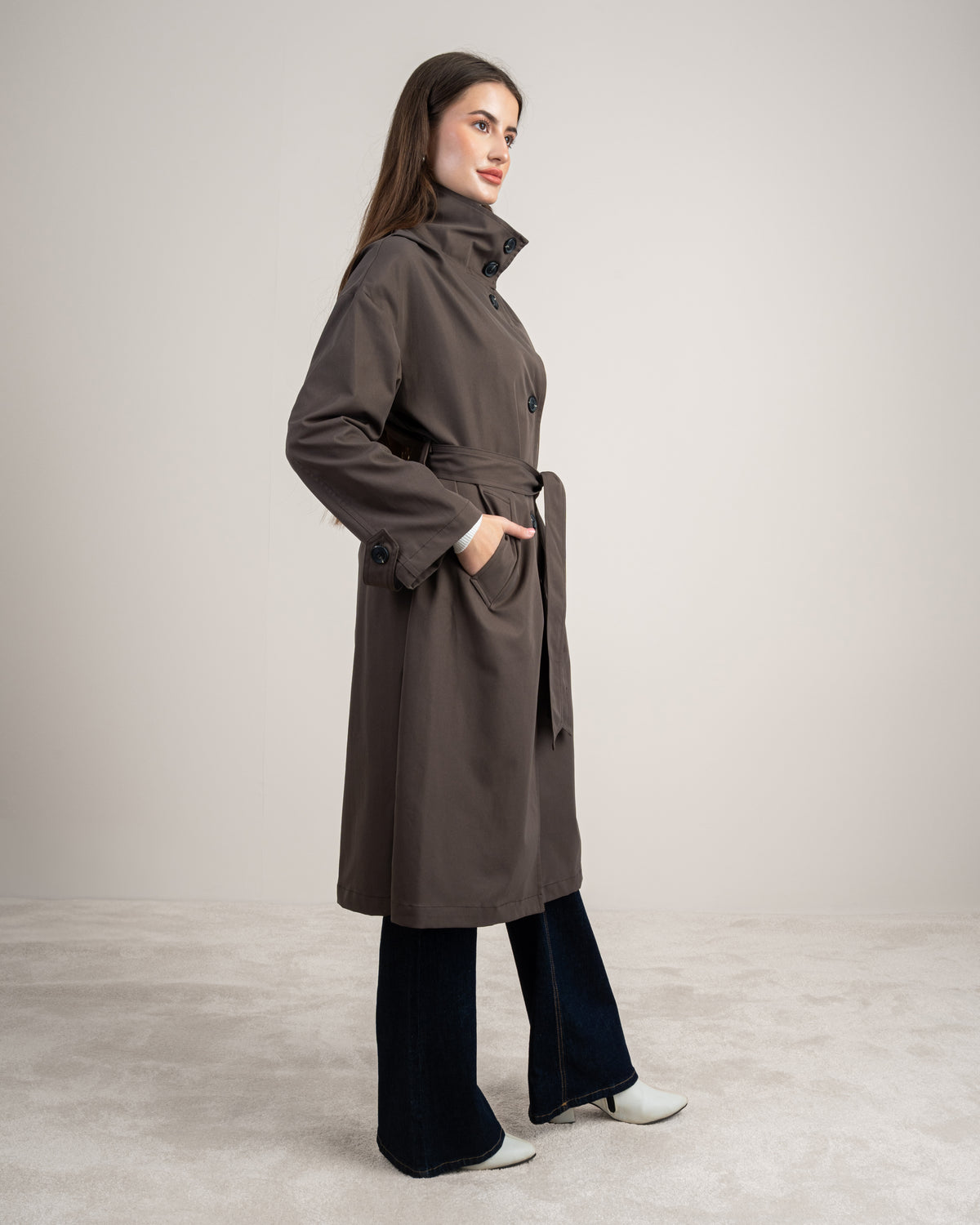 Waterproof Trench Coat - With Belt And Buttons