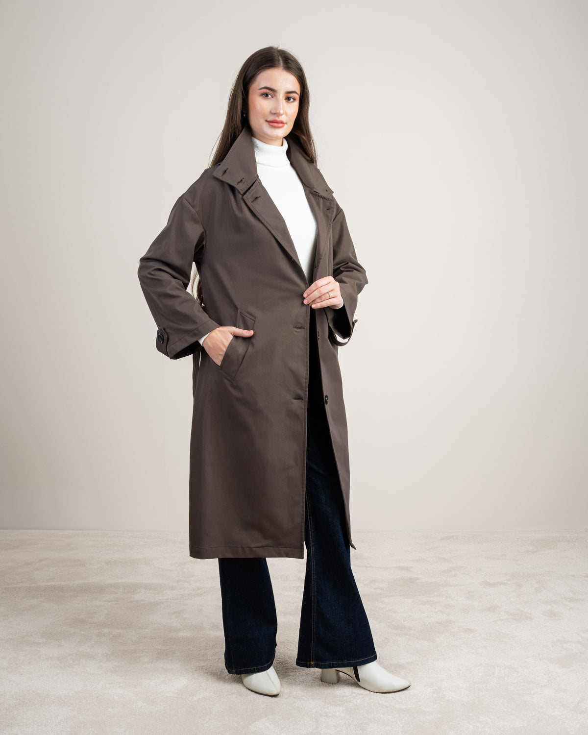 Waterproof Trench Coat - With Belt And Buttons