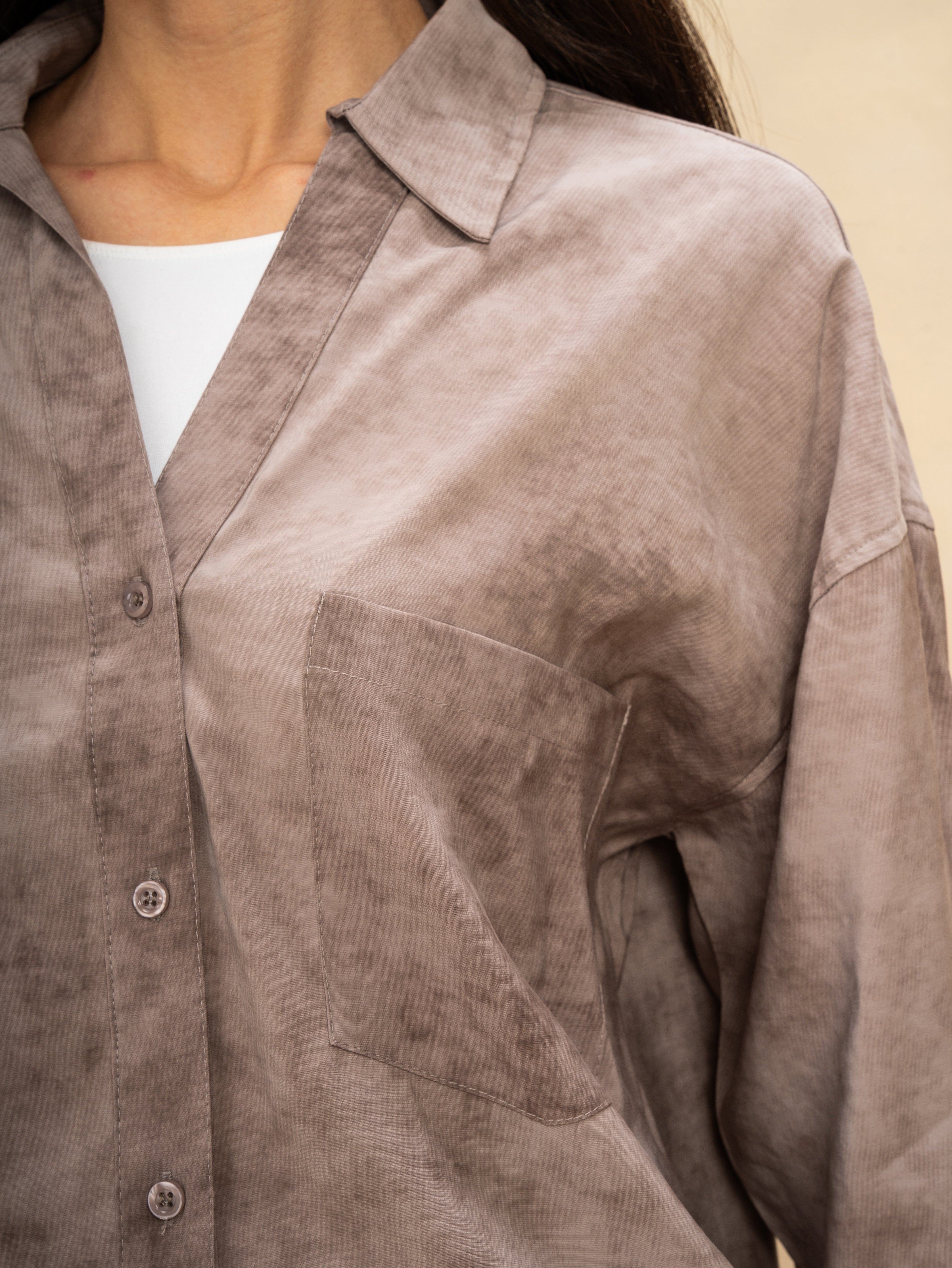 Plain Shirt With Sleeve Buttons - And Chest Pocket