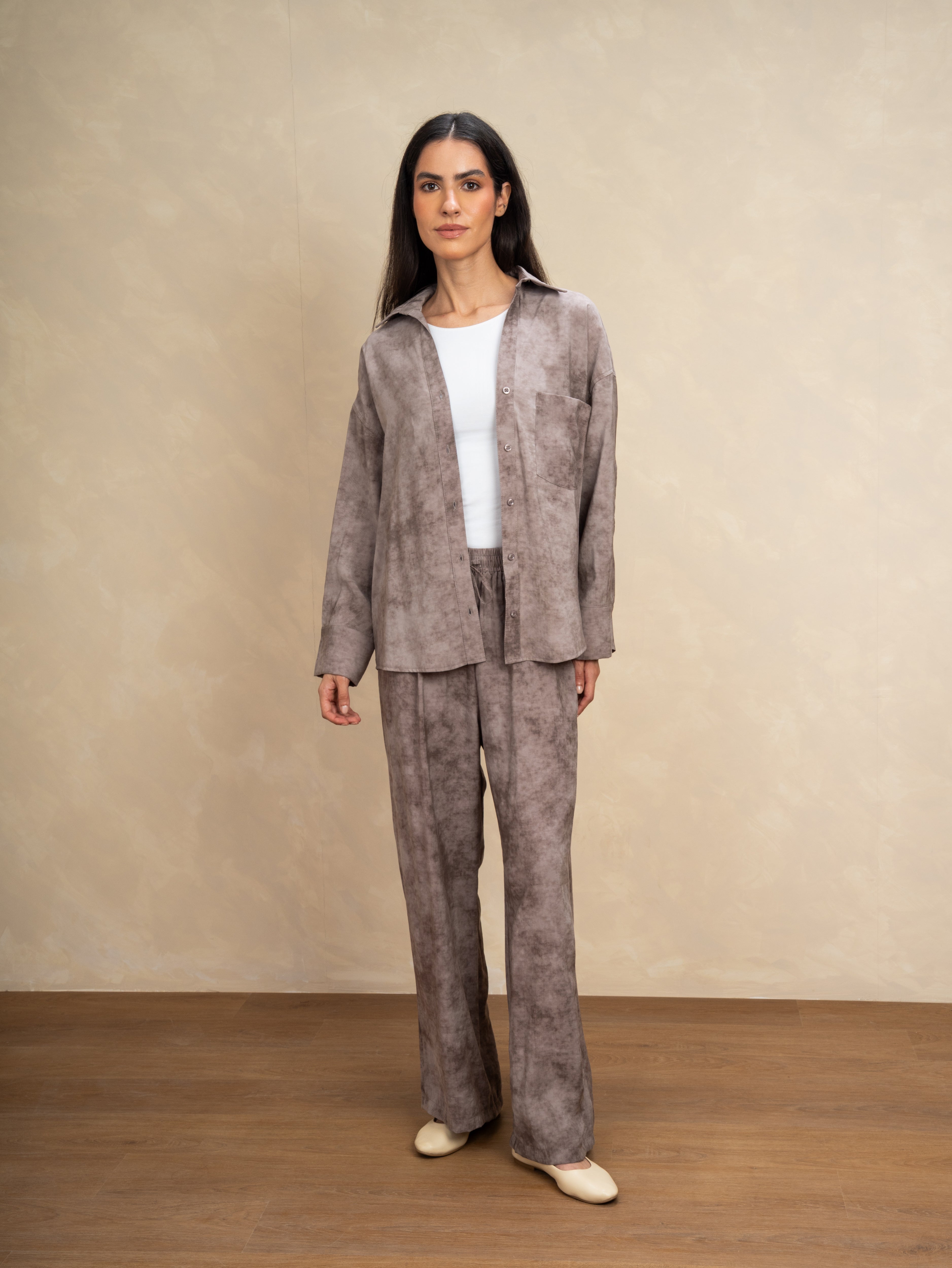 Plain Shirt With Sleeve Buttons - And Chest Pocket