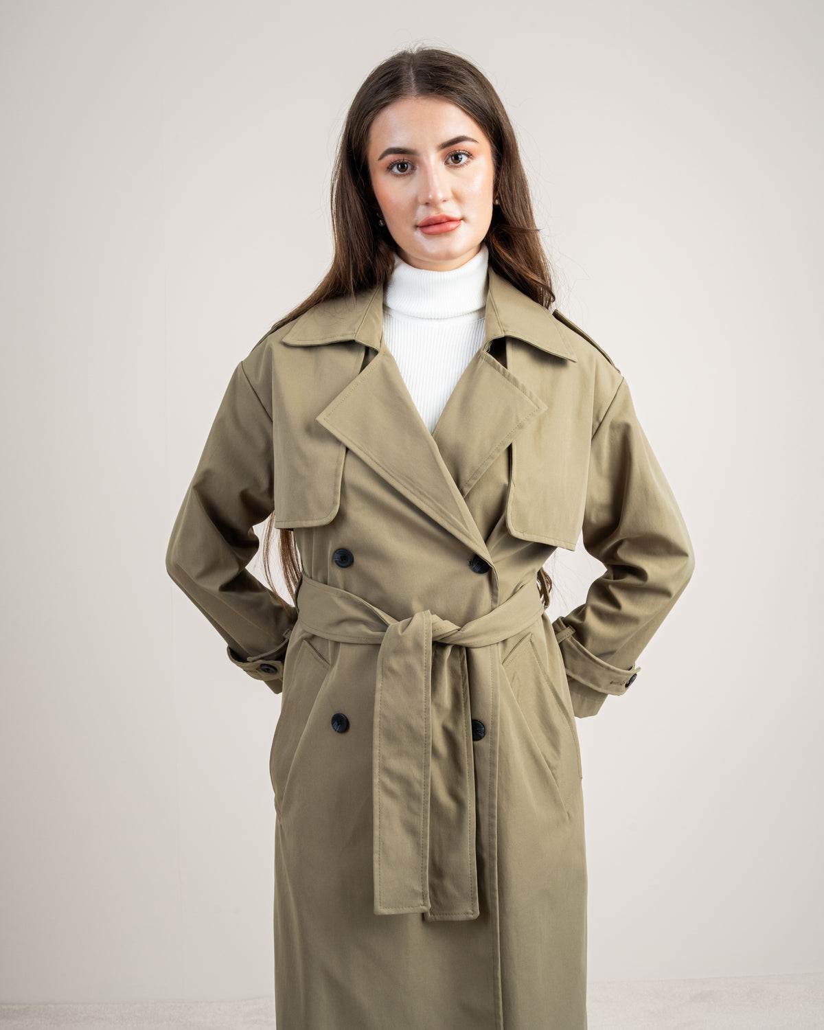 Gabardine Trench Coat - With Belt And Buttons
