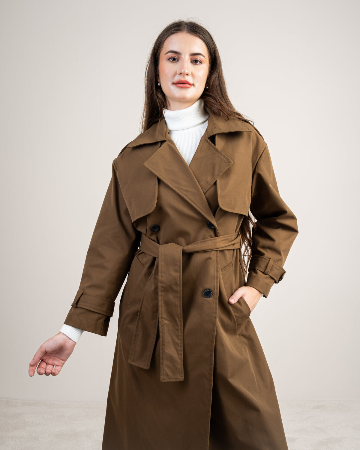 Gabardine Trench Coat - With Belt And Buttons