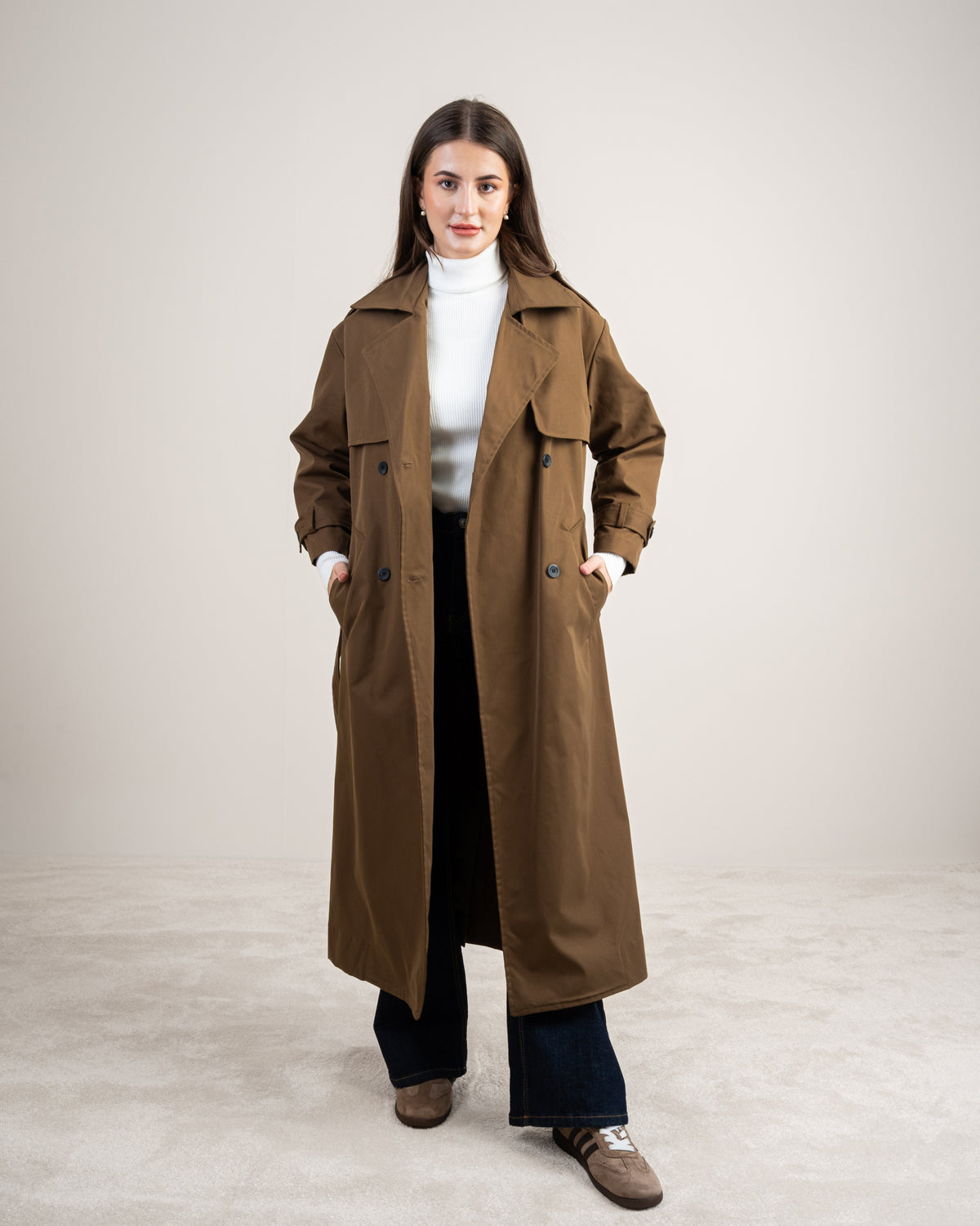 Gabardine Trench Coat - With Belt And Buttons