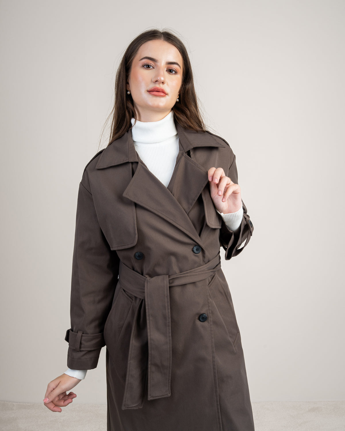 Gabardine Trench Coat - With Belt And Buttons