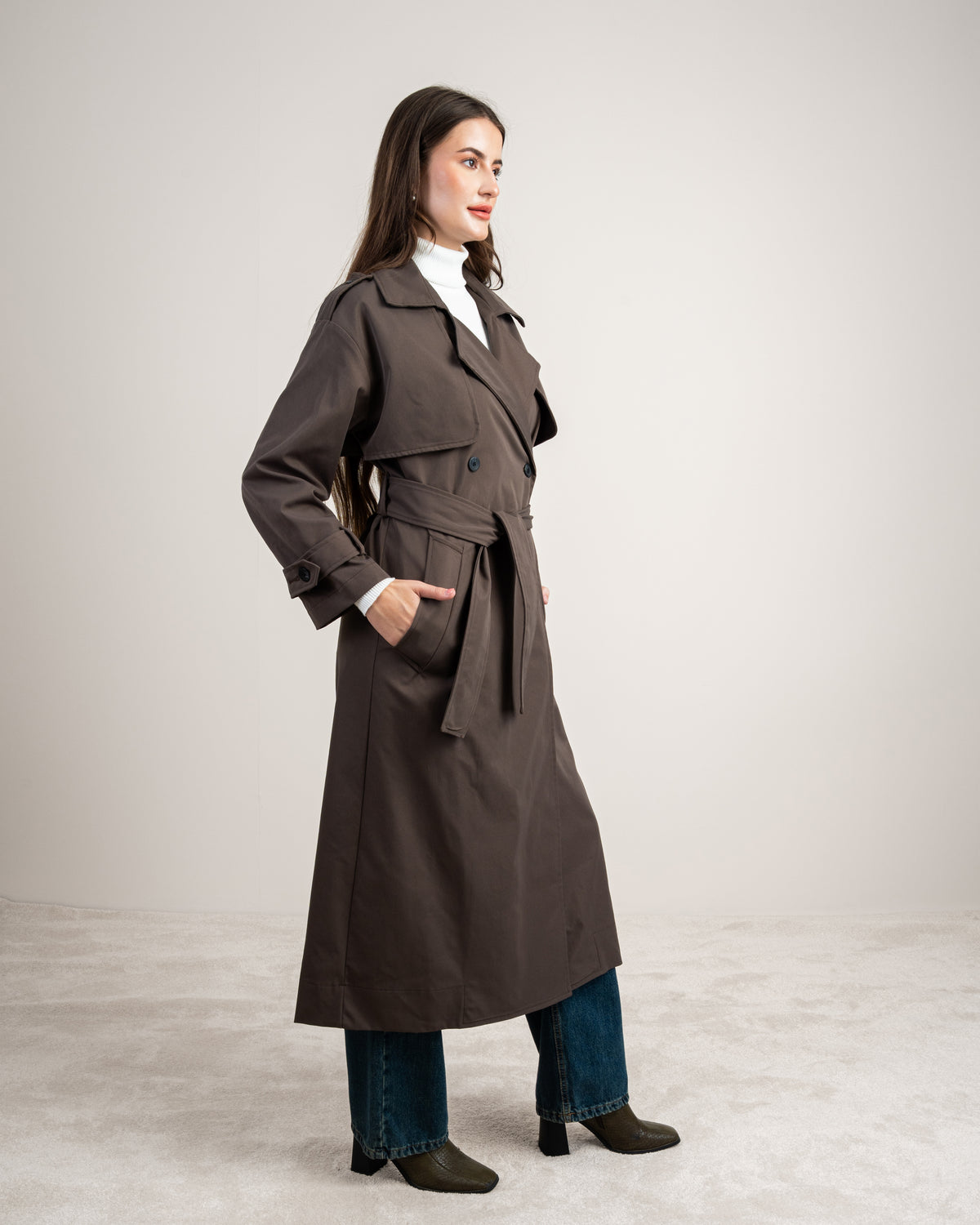 Gabardine Trench Coat - With Belt And Buttons