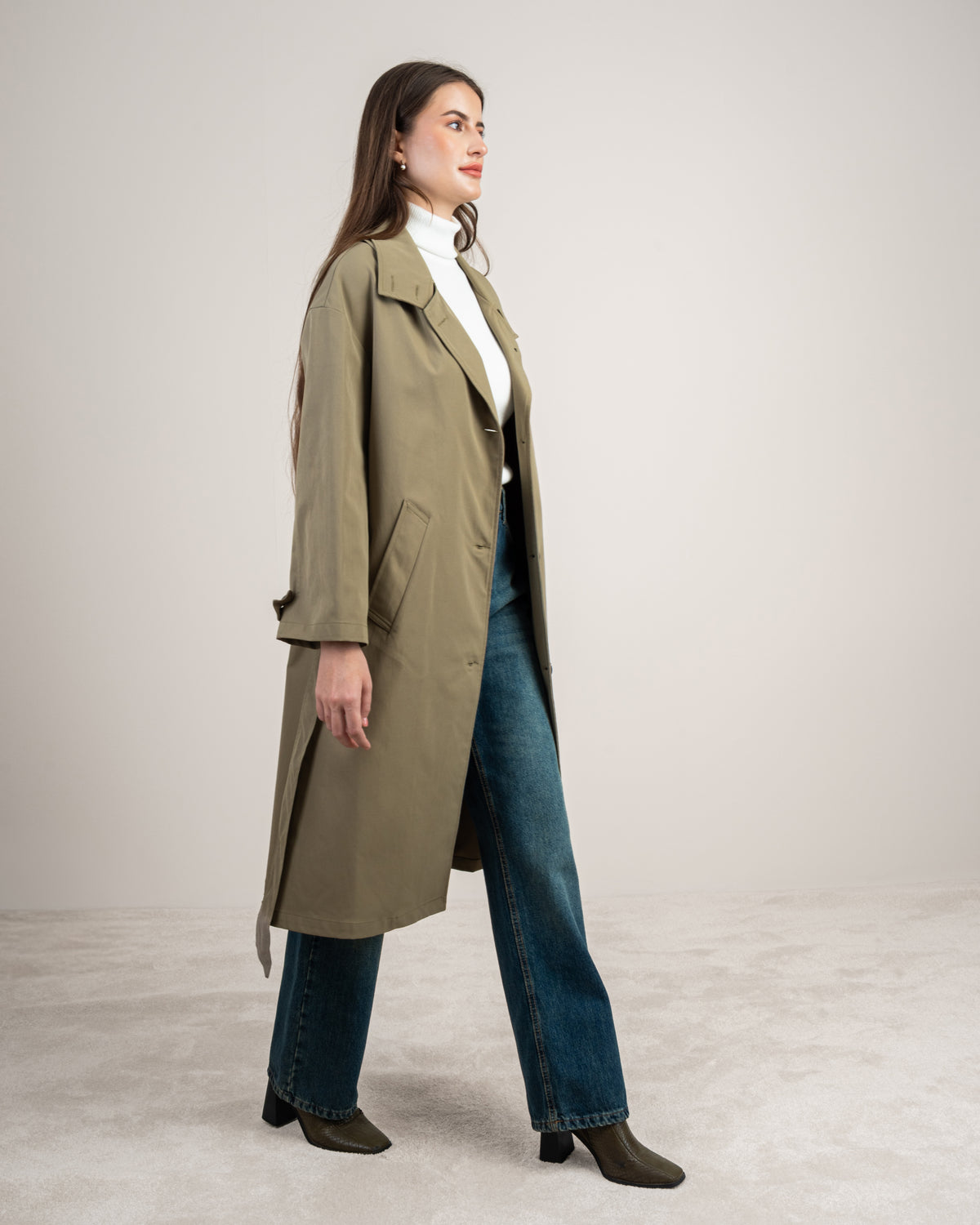 Waterproof Trench Coat - With Belt And Buttons