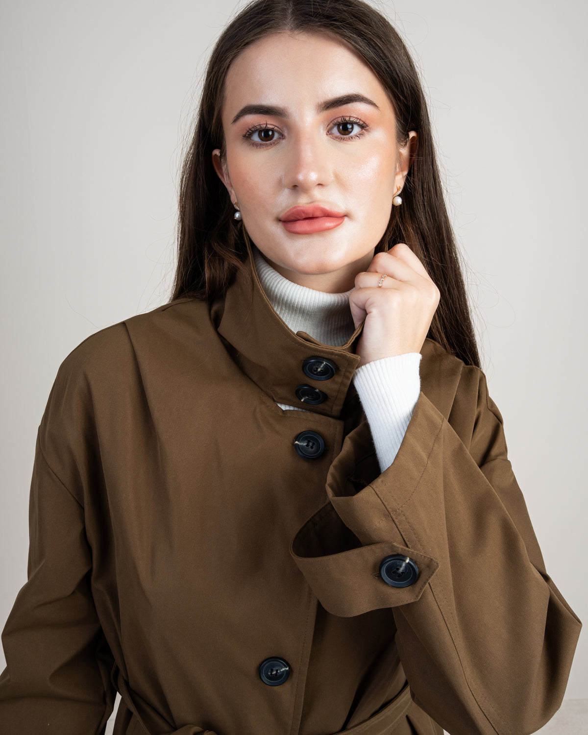 Waterproof Trench Coat - With Belt And Buttons