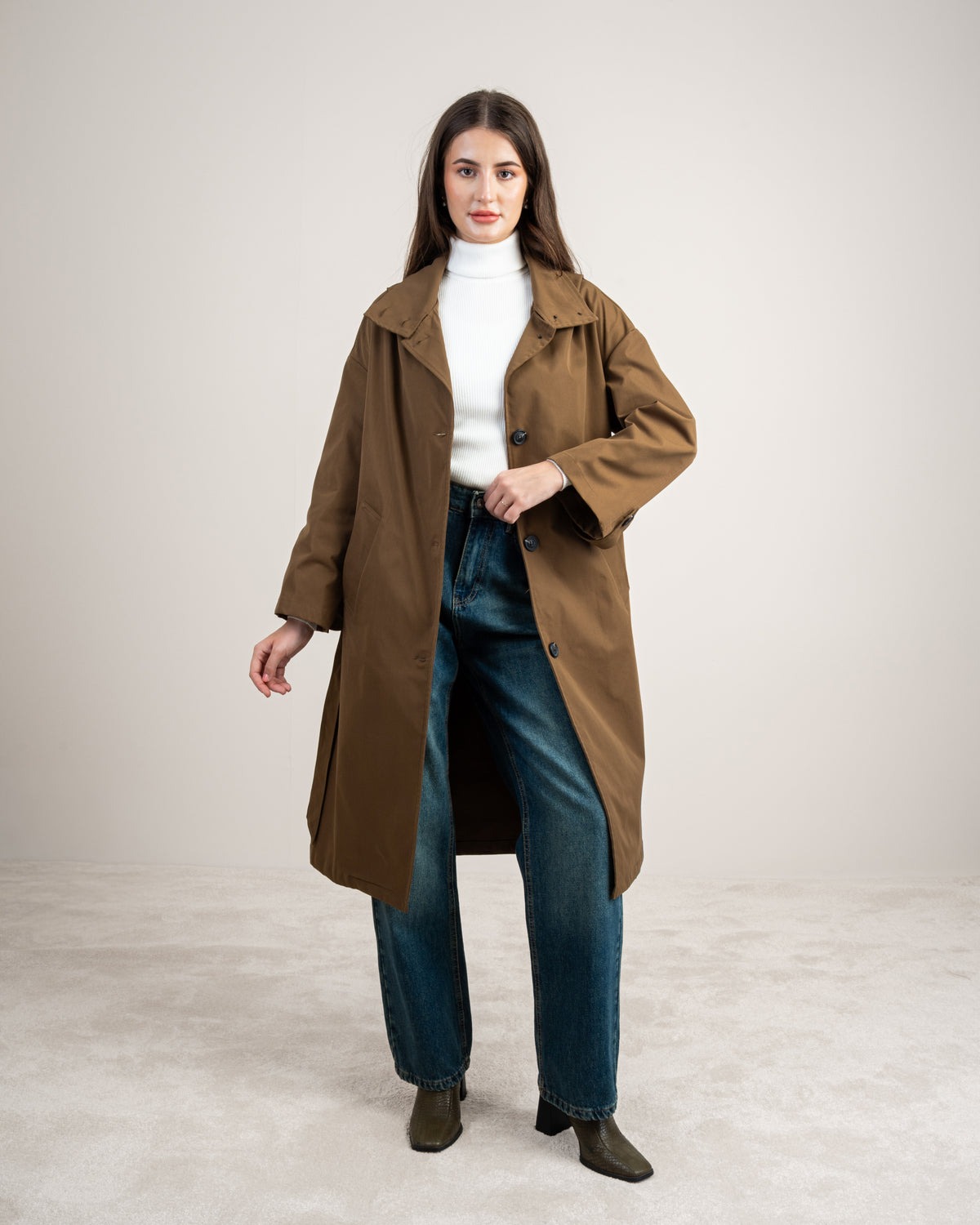 Waterproof Trench Coat - With Belt And Buttons