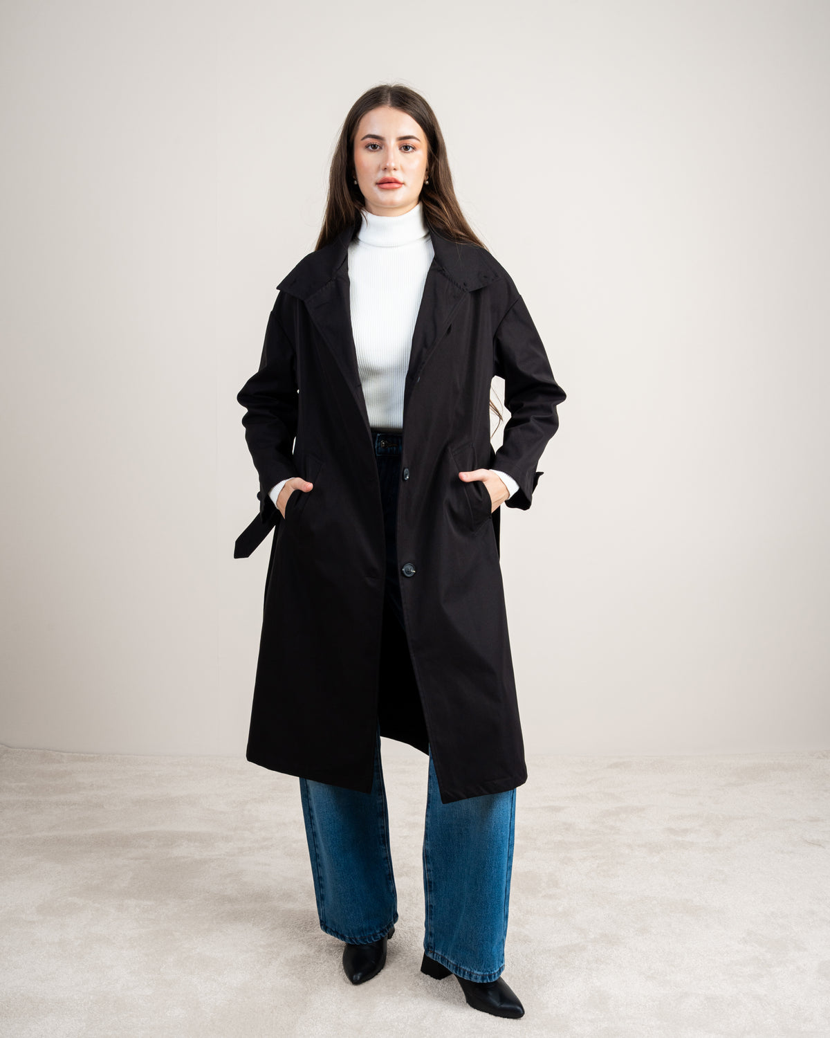 Waterproof Trench Coat - With Belt And Buttons