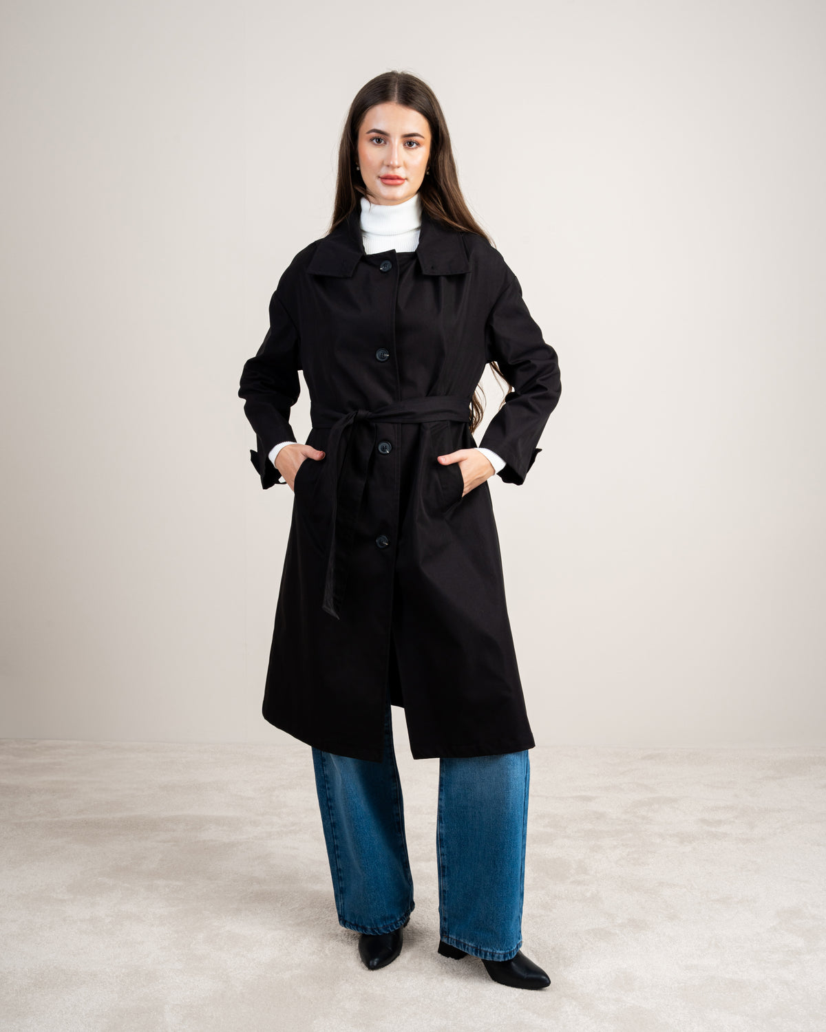 Waterproof Trench Coat - With Belt And Buttons
