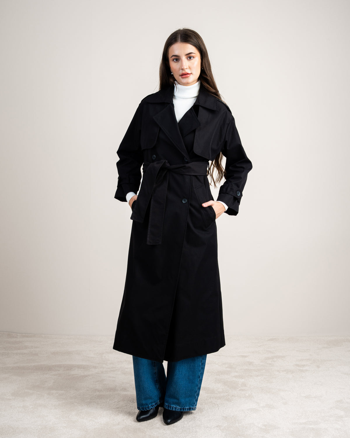 Gabardine Trench Coat - With Belt And Buttons