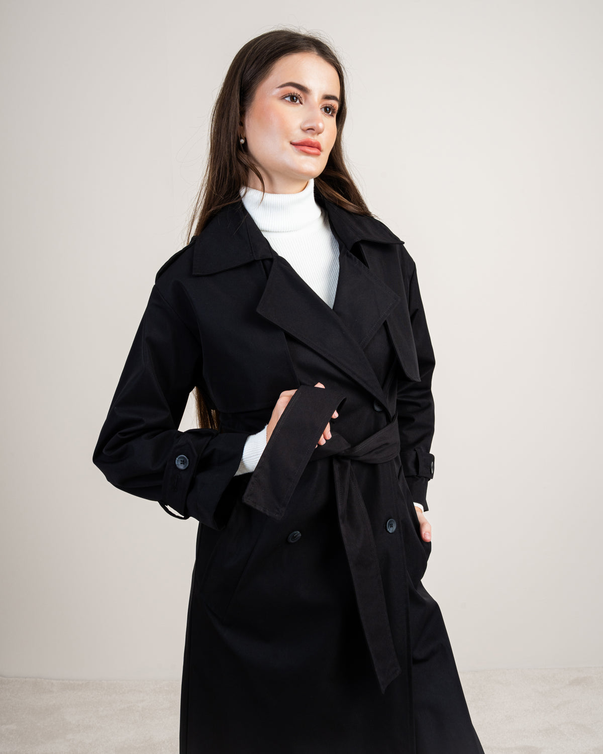 Gabardine Trench Coat - With Belt And Buttons
