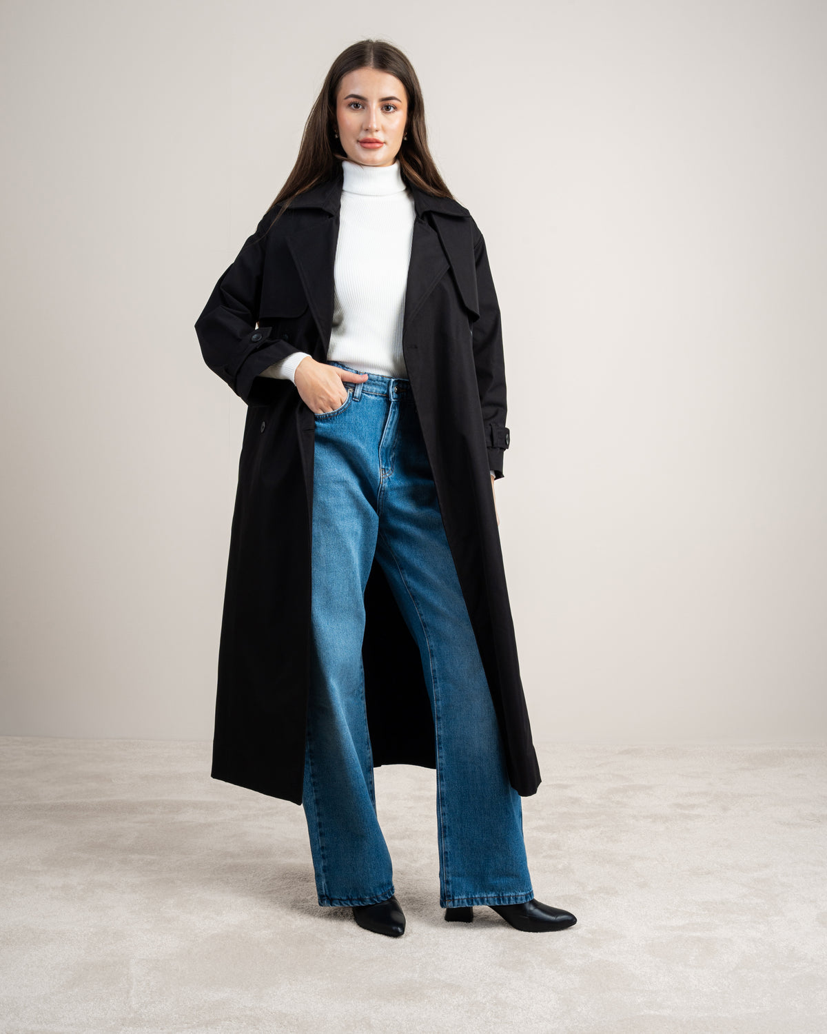 Gabardine Trench Coat - With Belt And Buttons