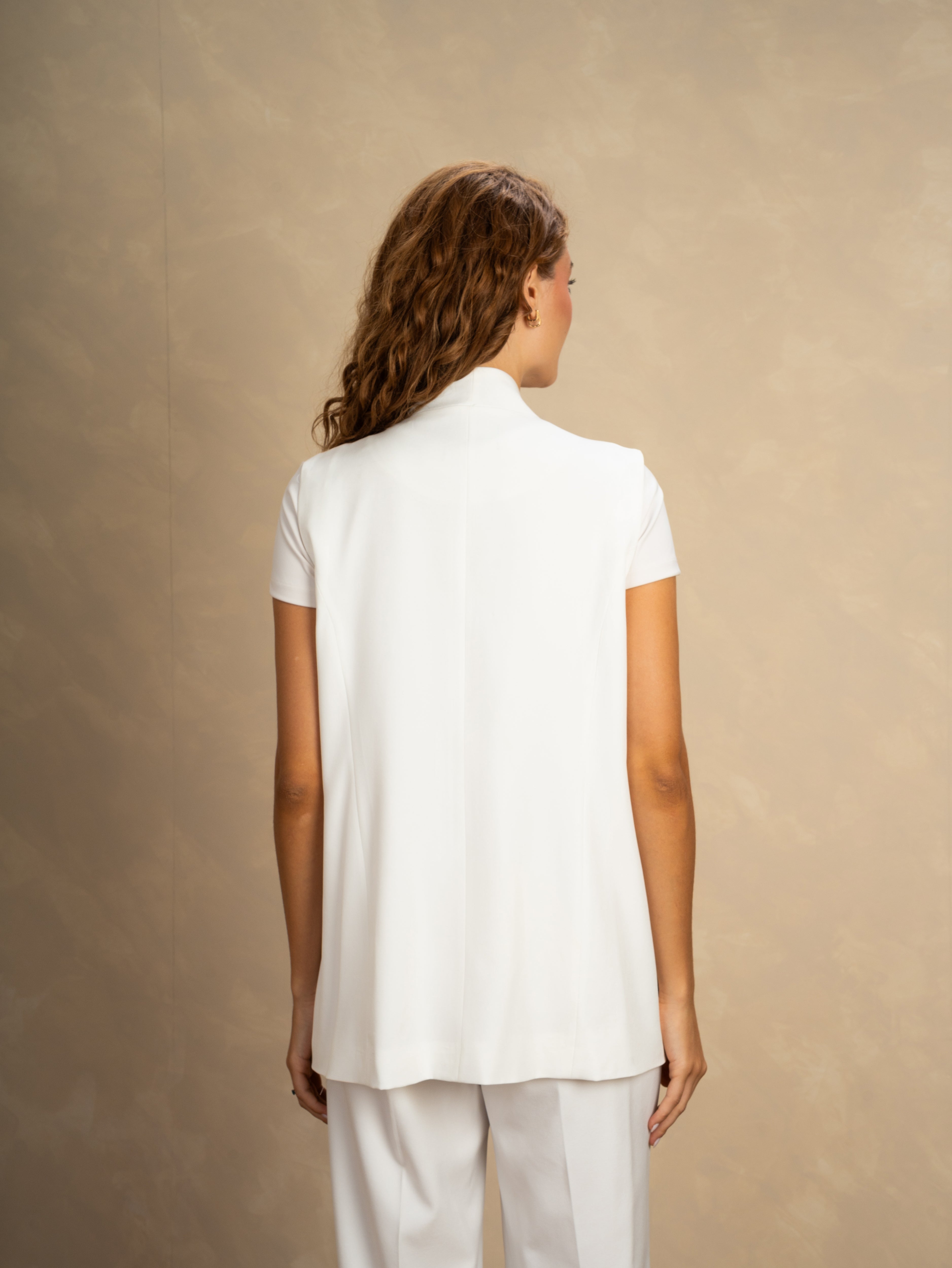 Long Vest With - Gold Button
