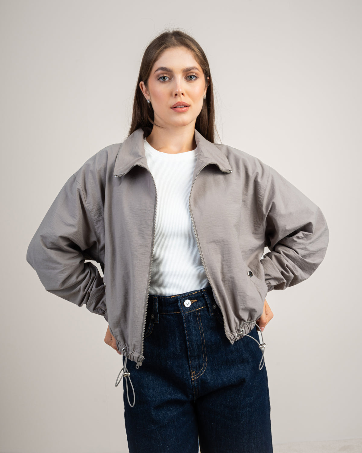 جاكيت غاباردين قصير - بجيب مربع على الصدر