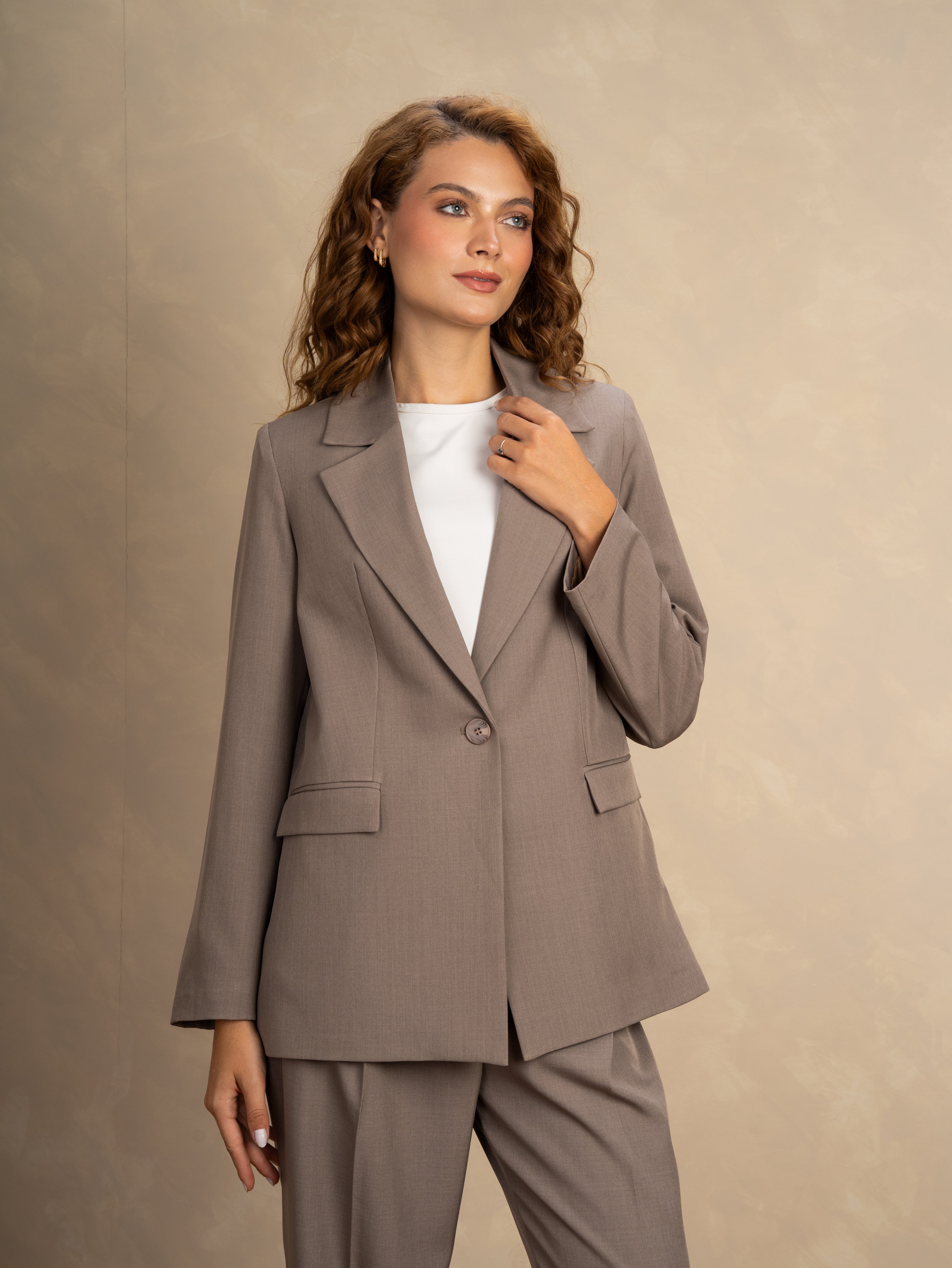 Long Single Button Formal Blazer