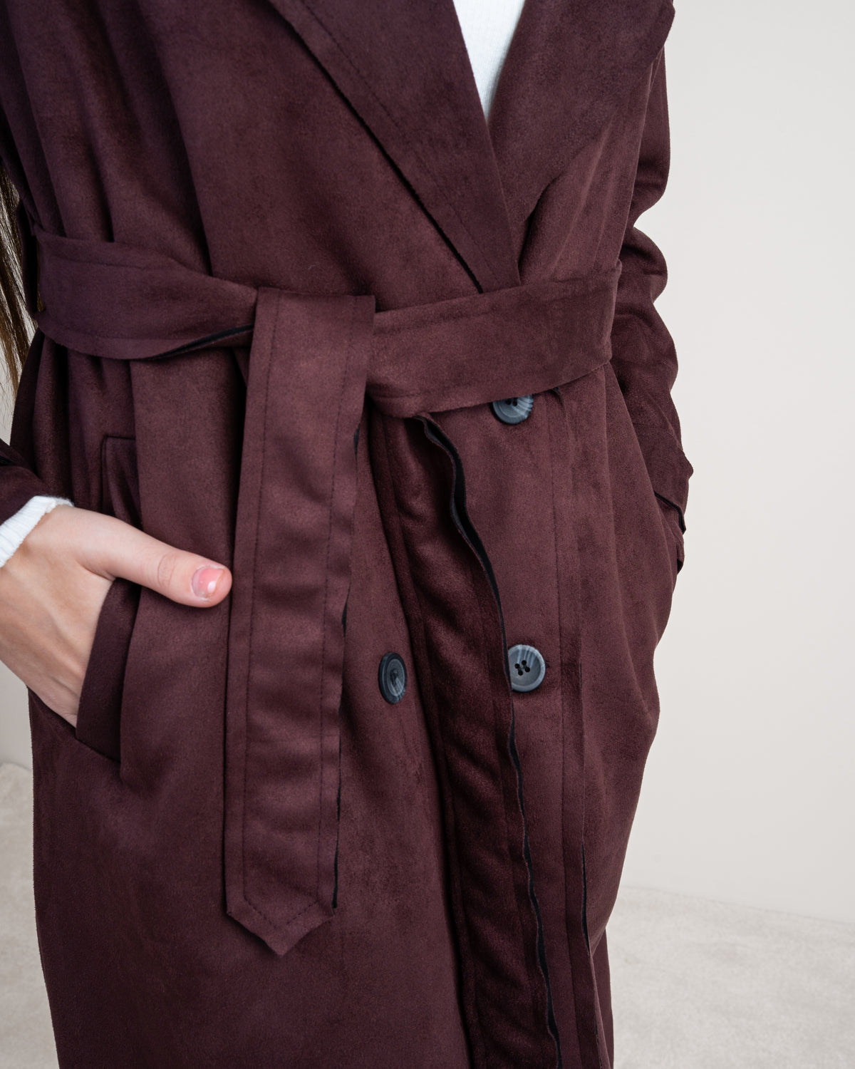Soft Fabric Trench Coat - With Belt