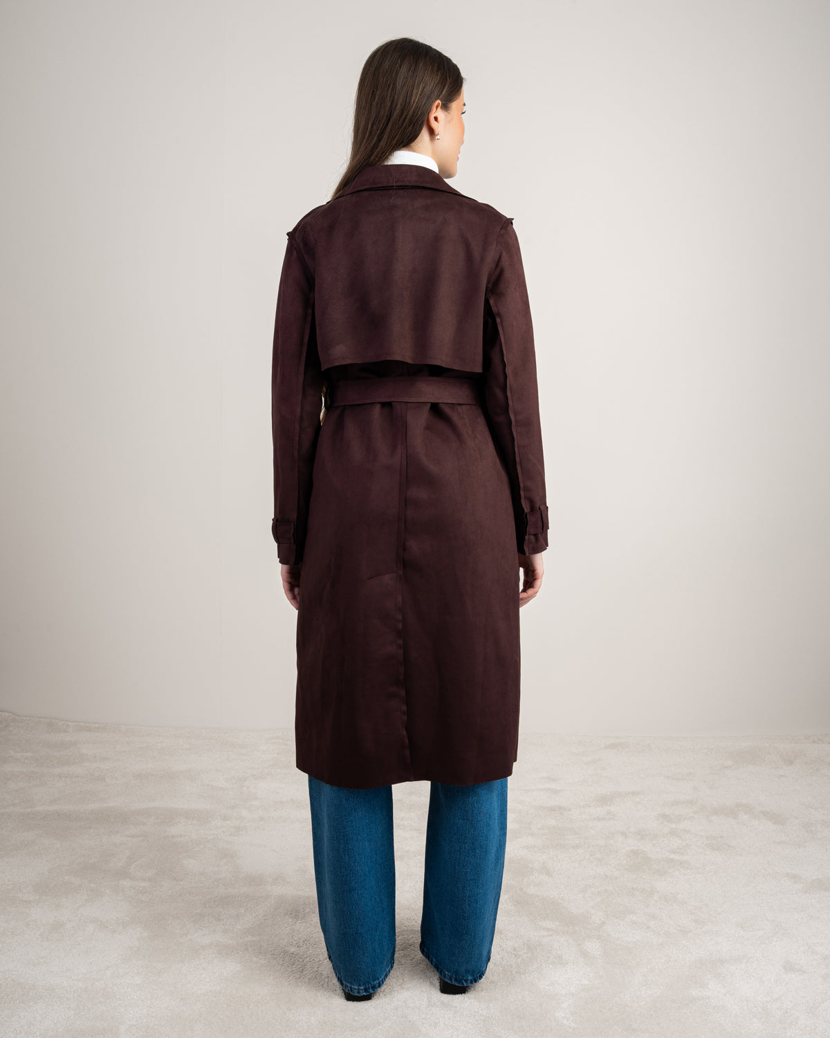 Soft Fabric Trench Coat - With Belt