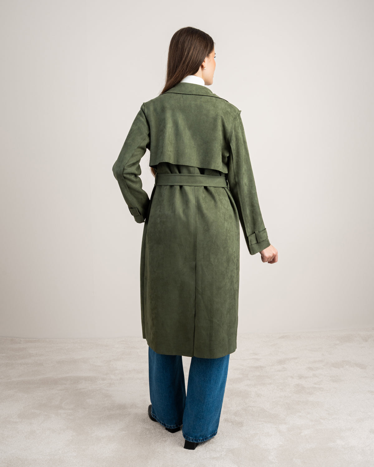 Soft Fabric Trench Coat - With Belt