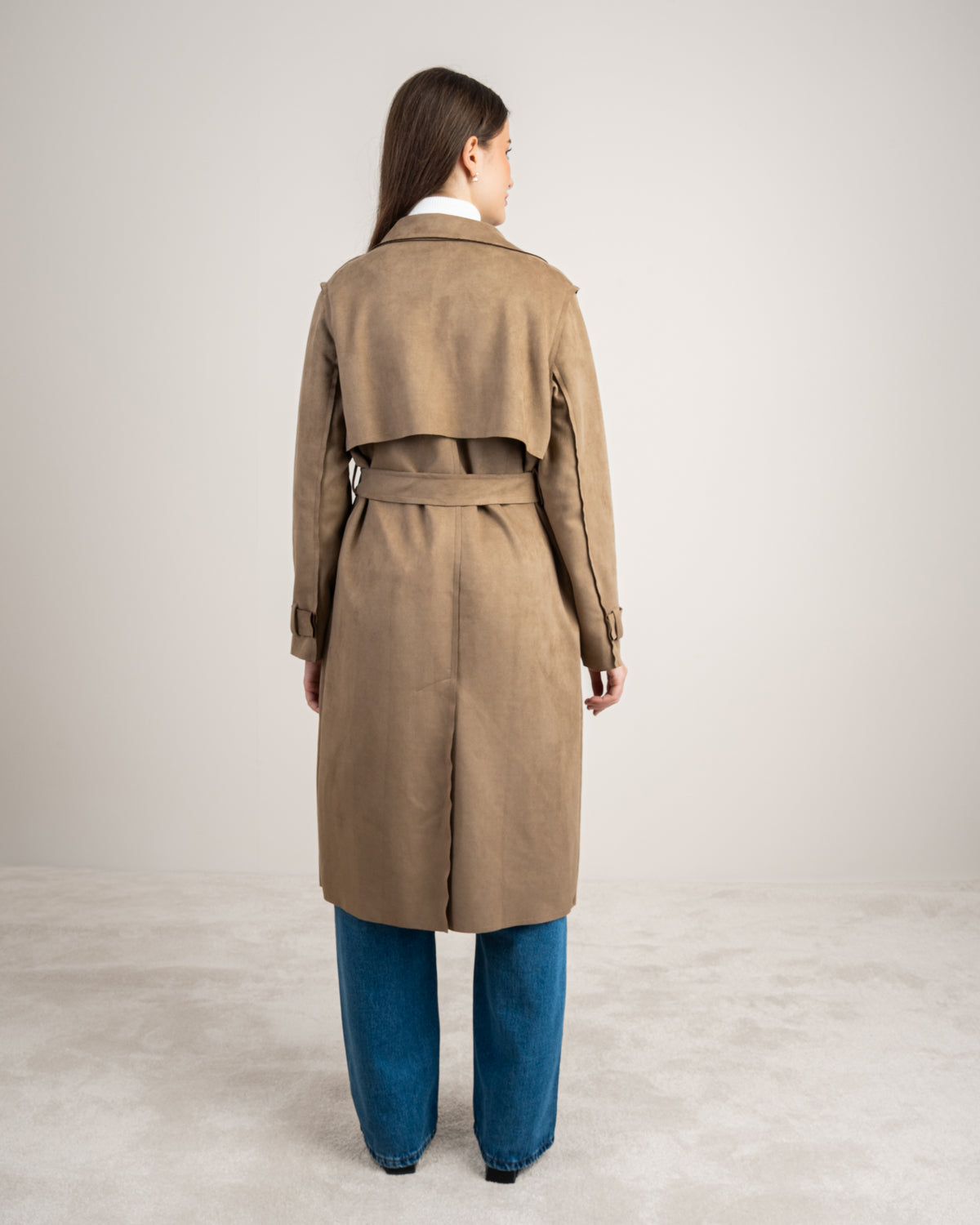 Soft Fabric Trench Coat - With Belt