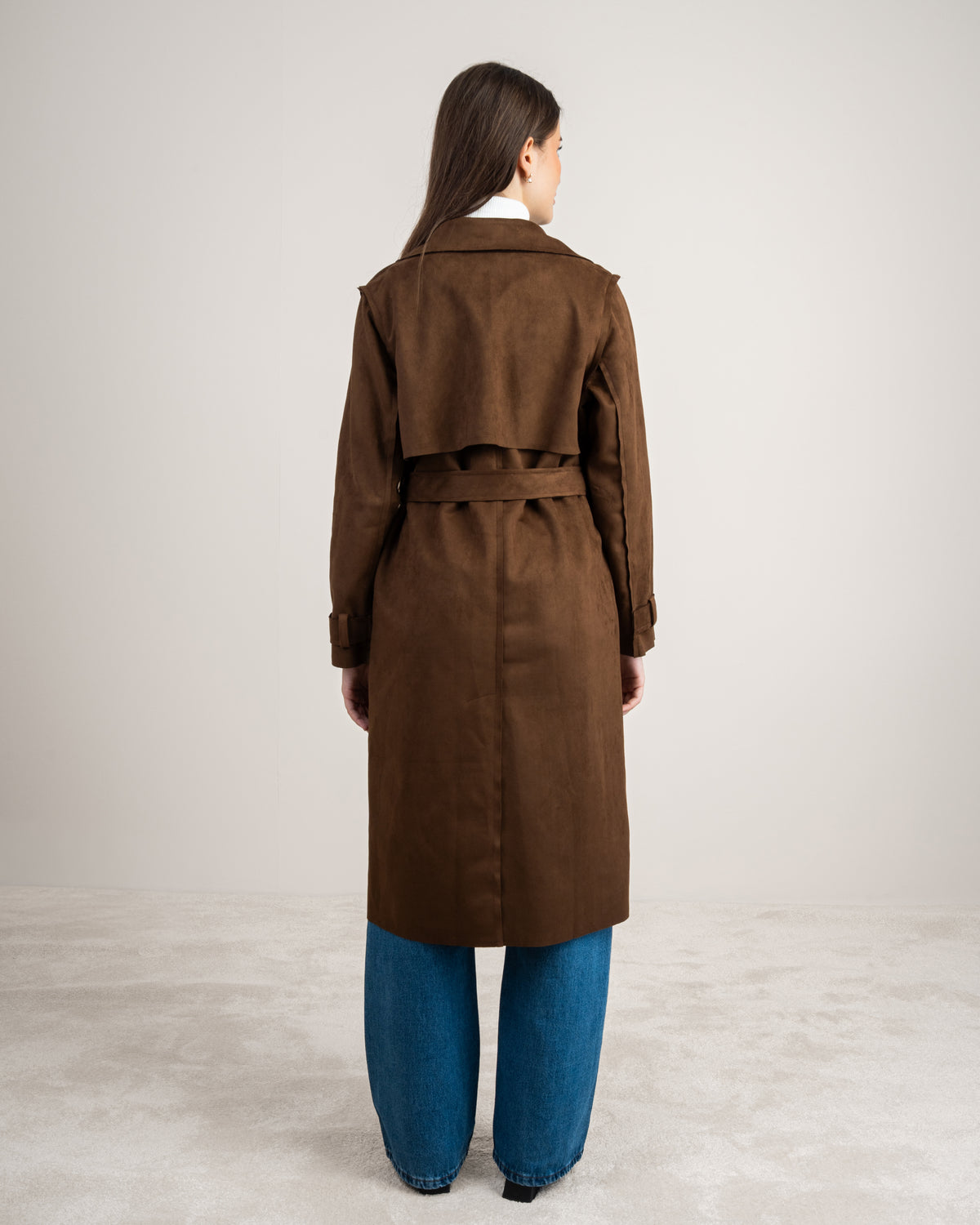Soft Fabric Trench Coat - With Belt