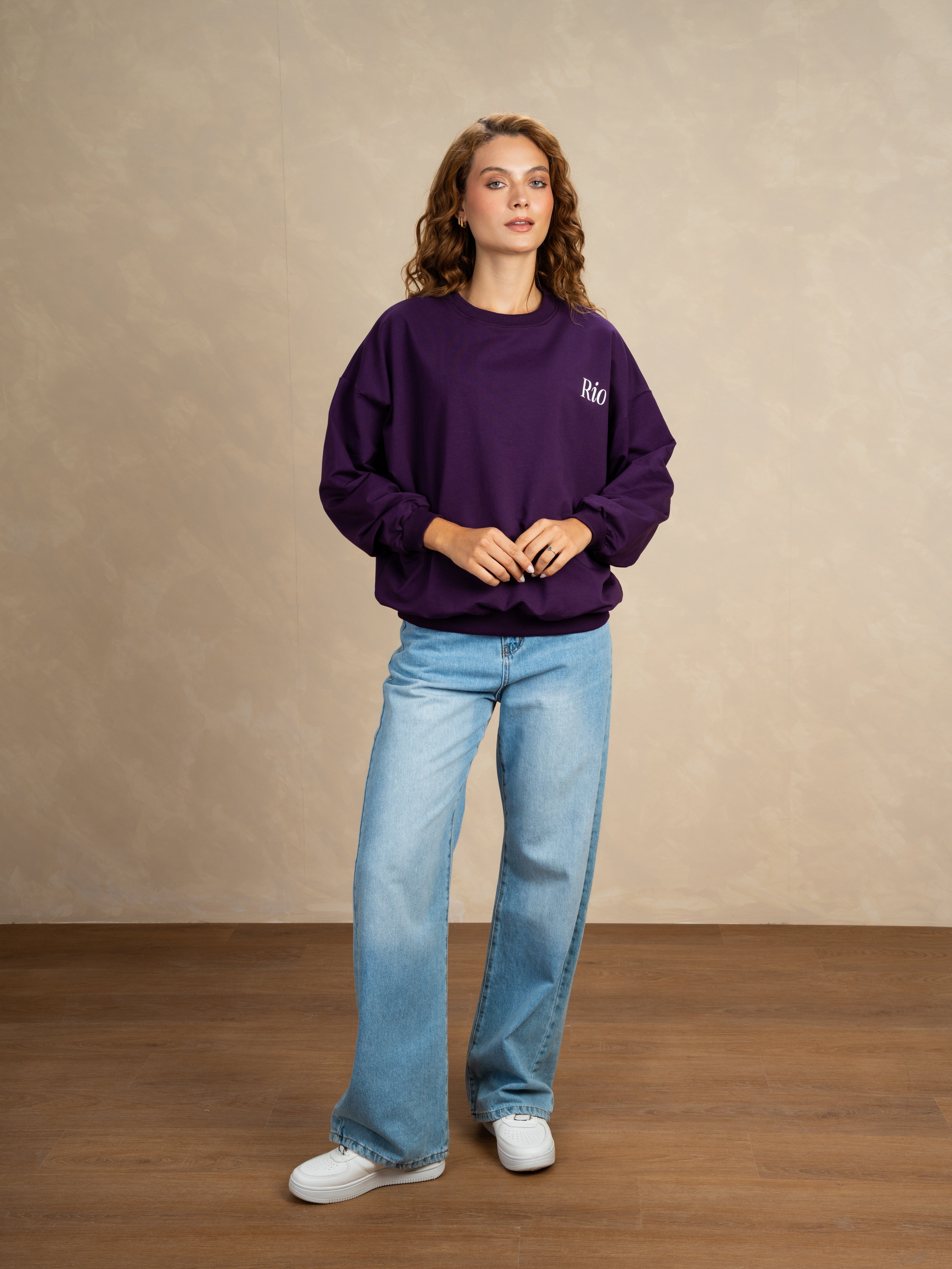 Floral Leaf Back Print Sweatshirt