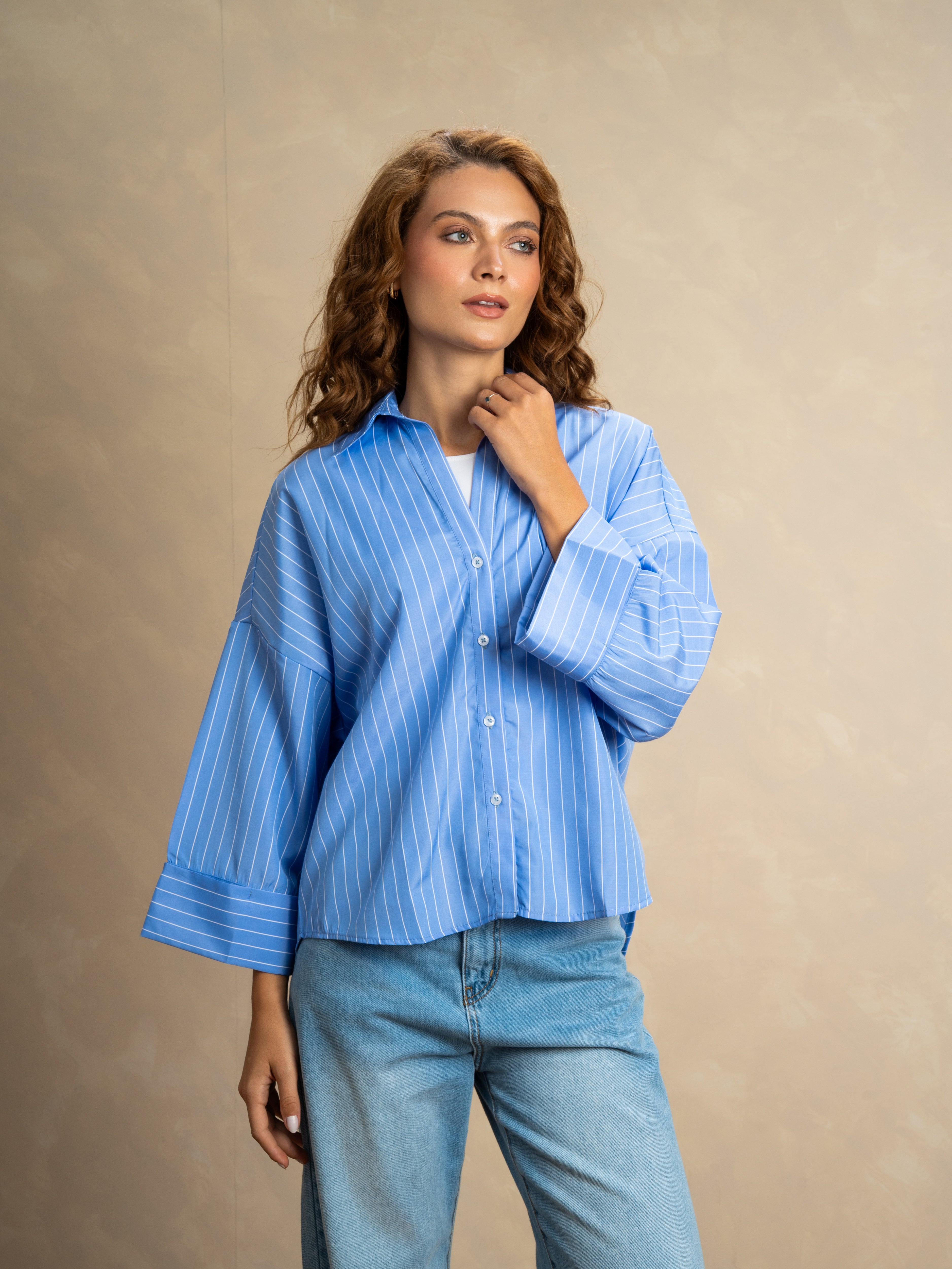 Oversized Shirt With Rolled Sleeves