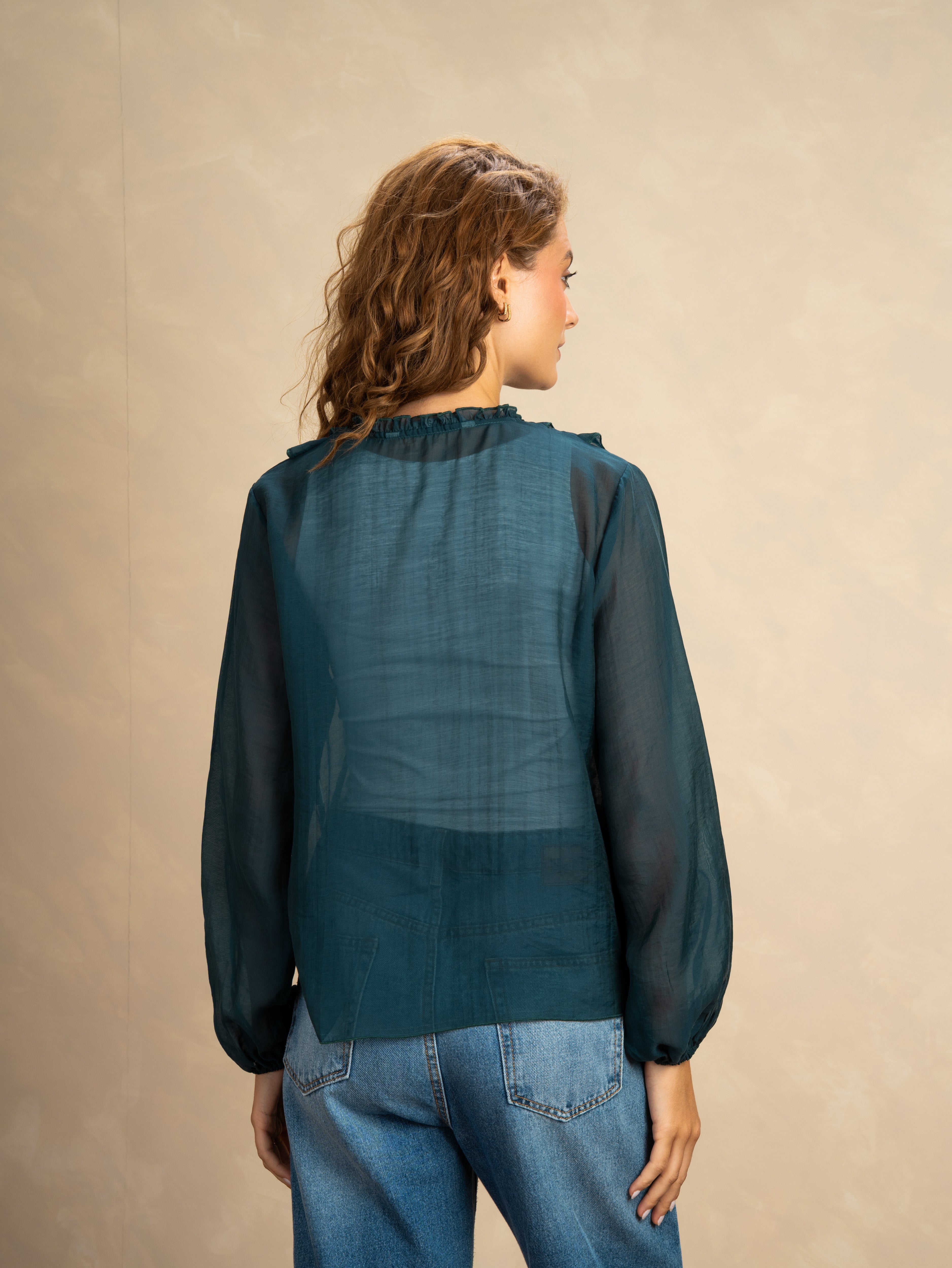 Plain Ruffle Fabric Shirt