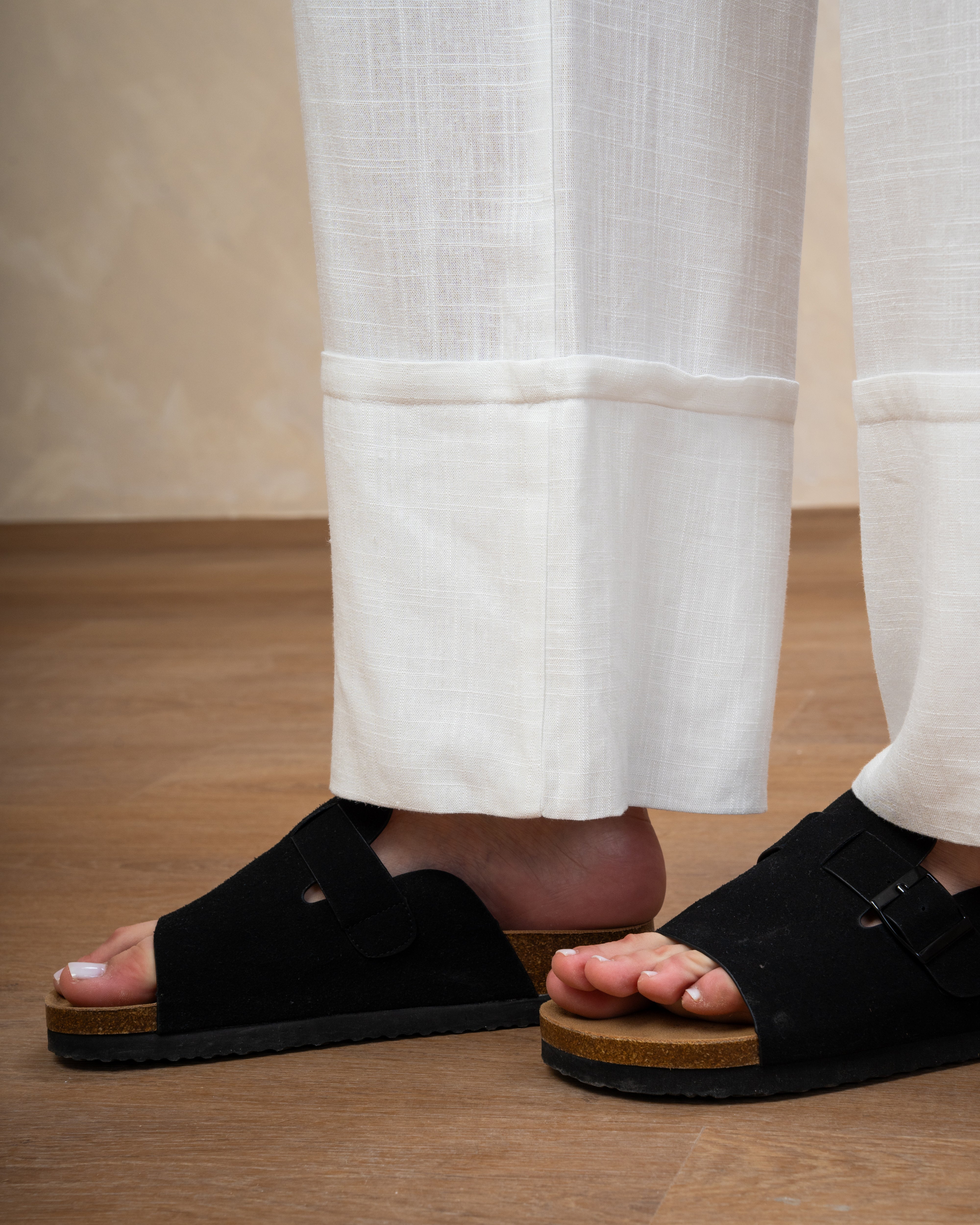 Plain Wide Leg Linen Trouser