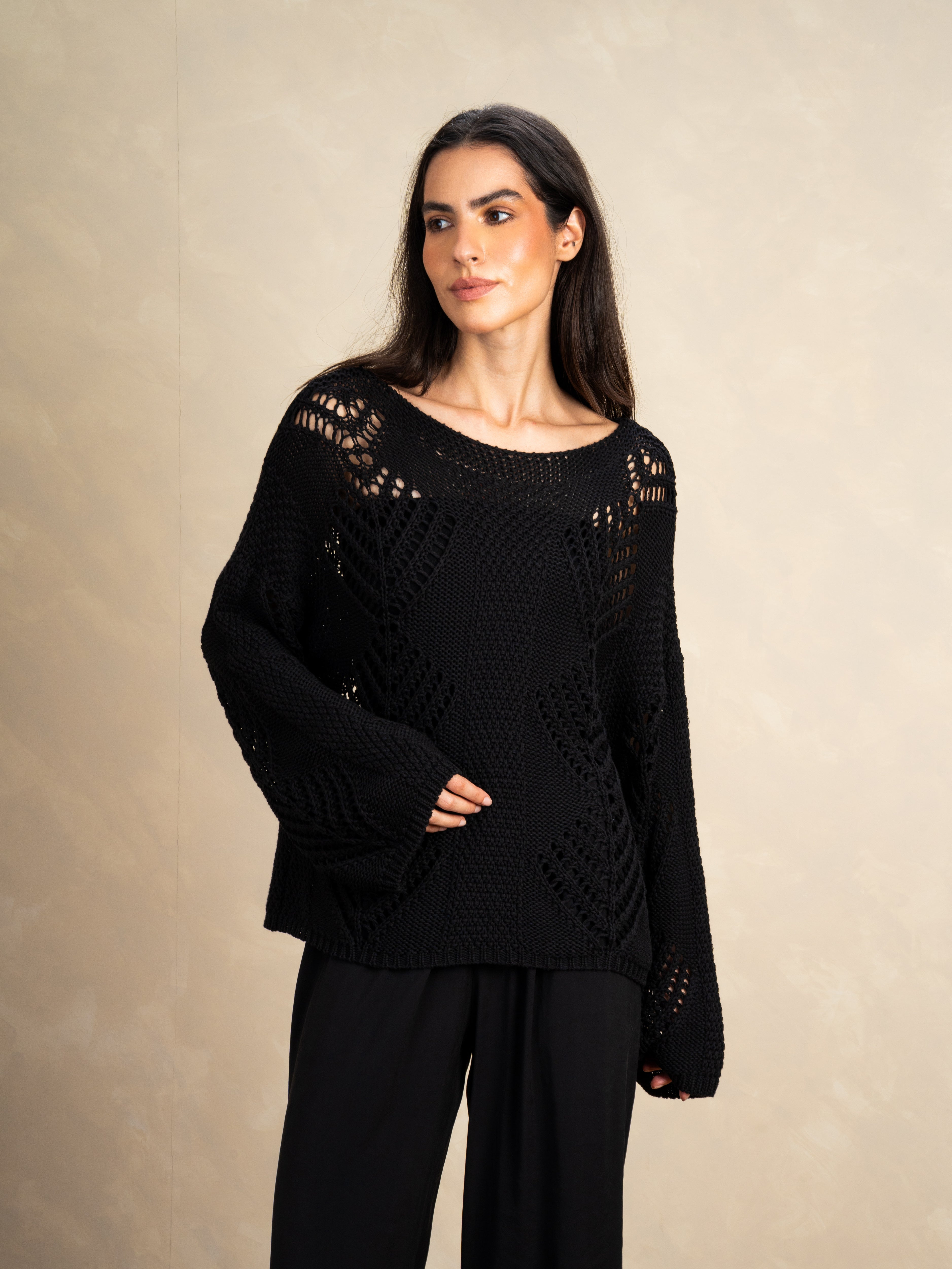 Knitwear Body With Cutout Triangle Pattern