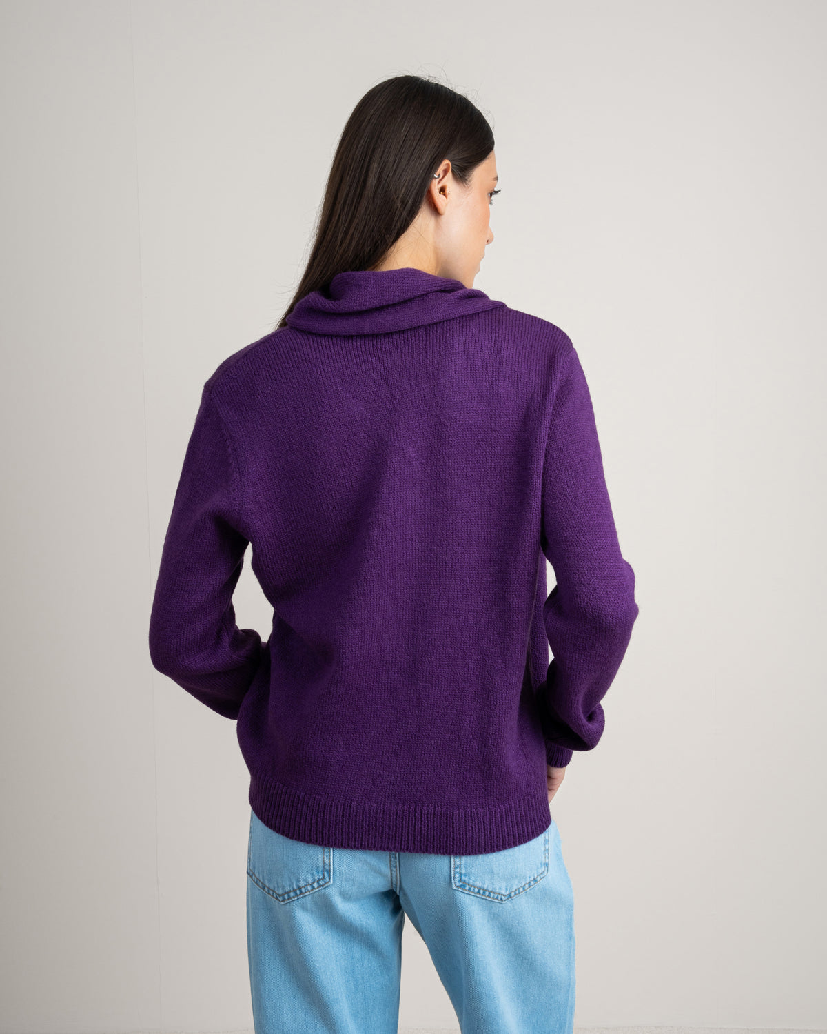 Plain Knitwear Pullover With Scarf