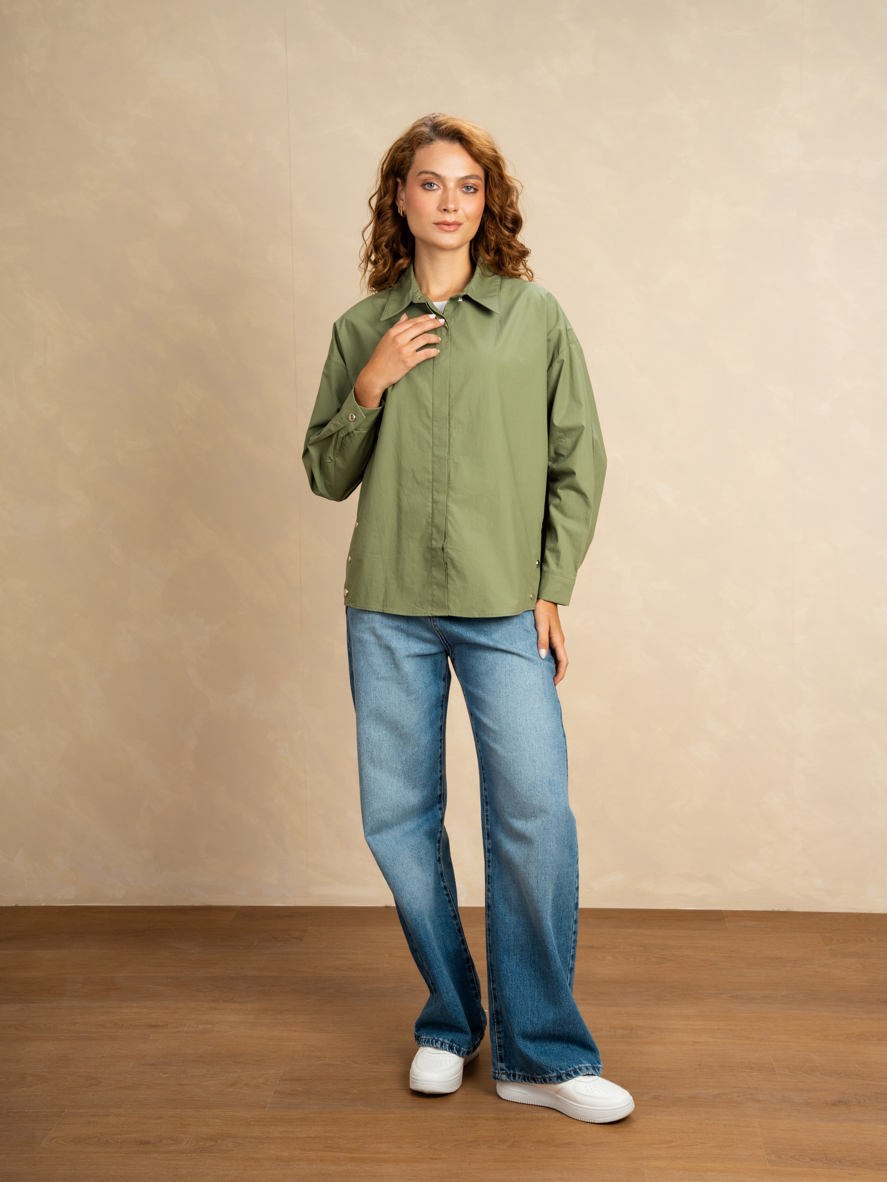 Plain Shirt With Side Snaps