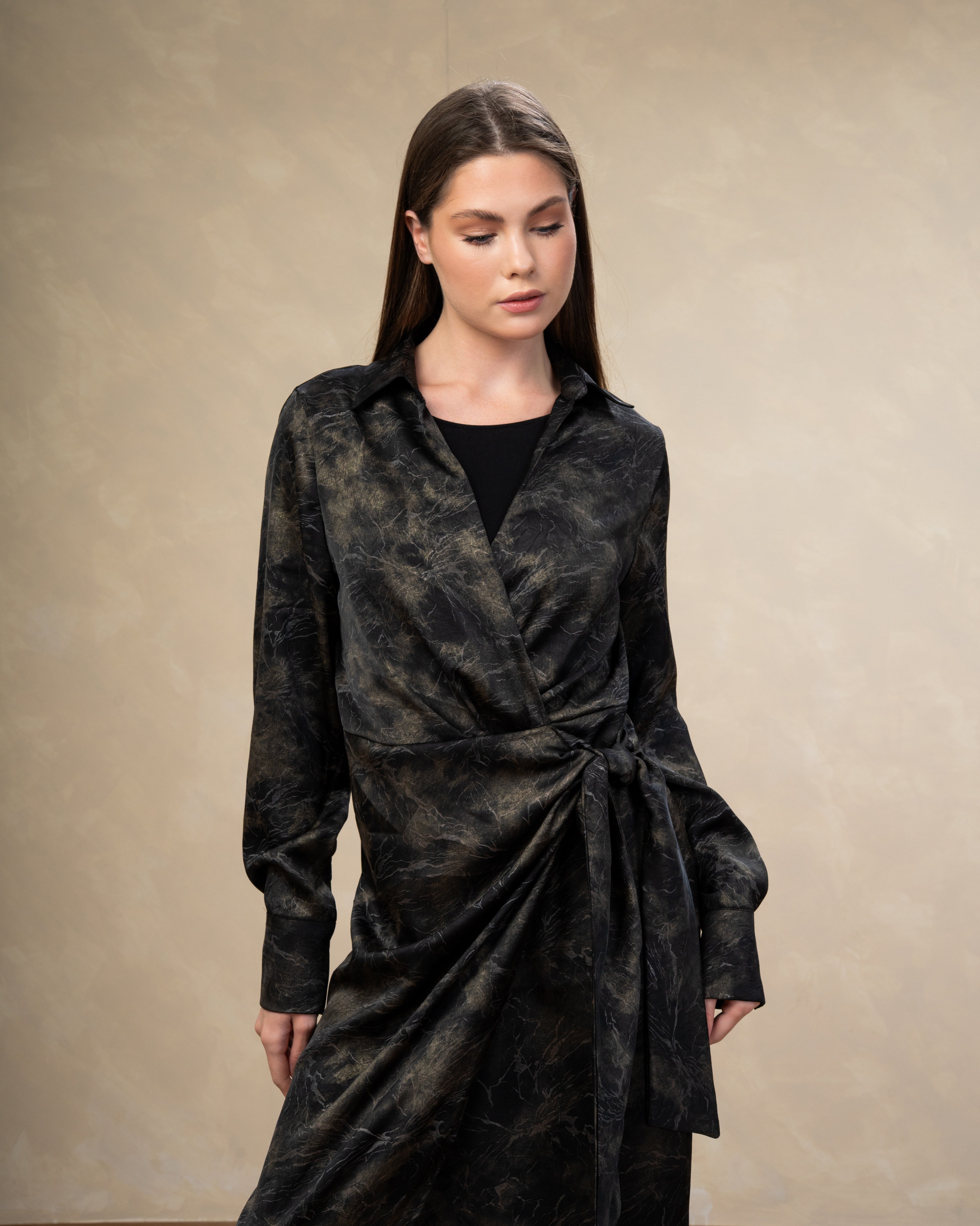 Satin Wrap Dress - With Belt