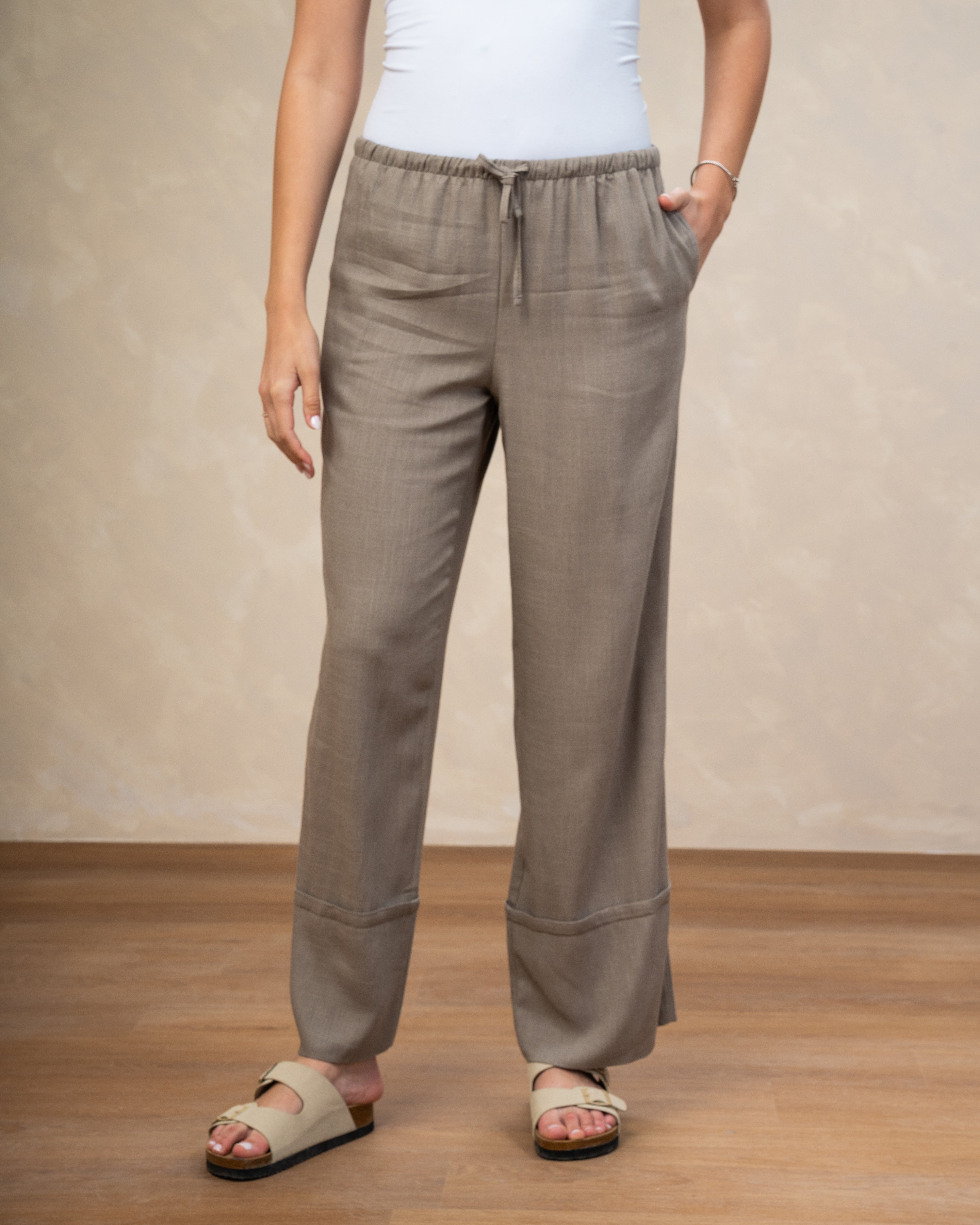 Plain Wide Leg Linen Trouser