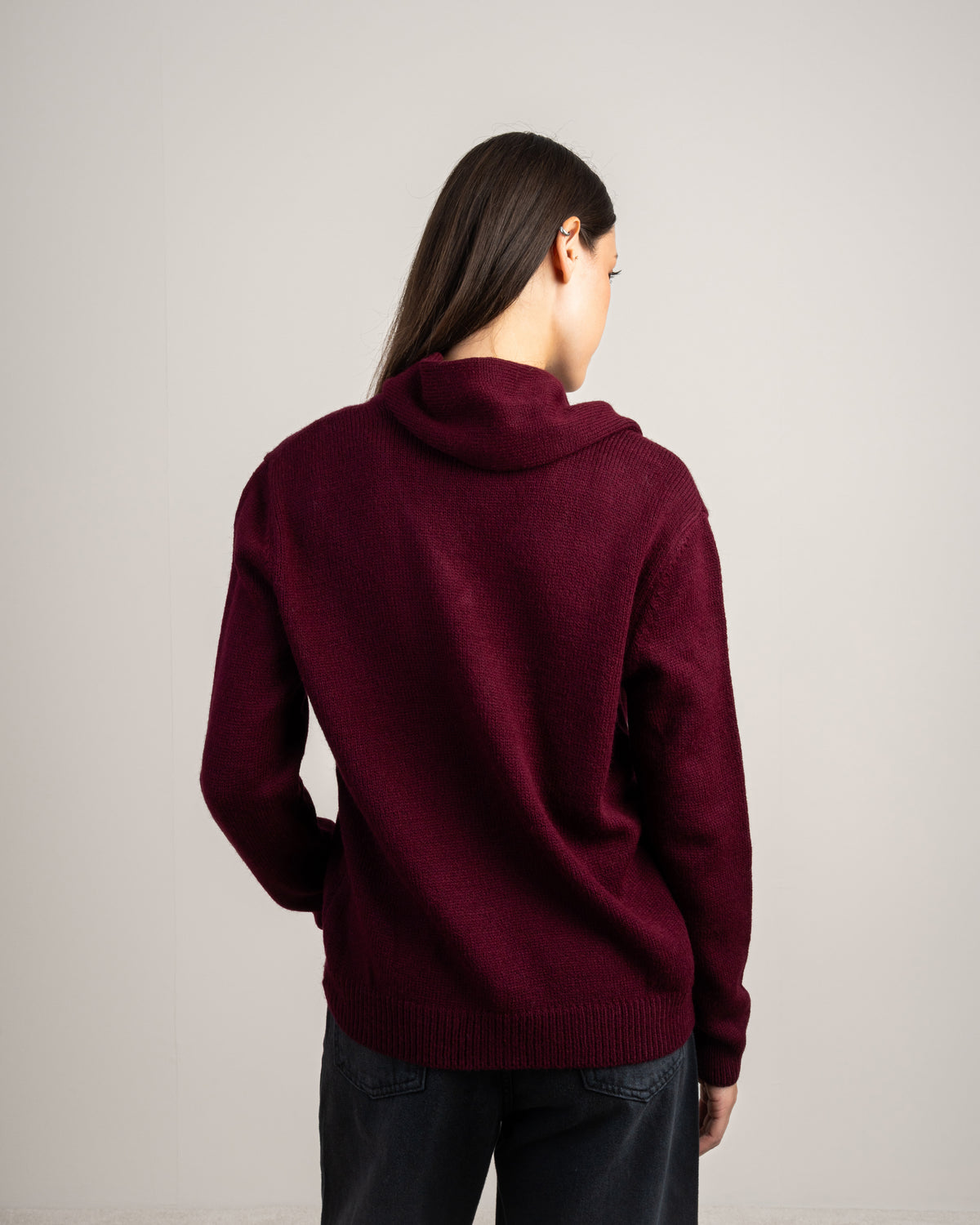 Plain Knitwear Pullover With Scarf