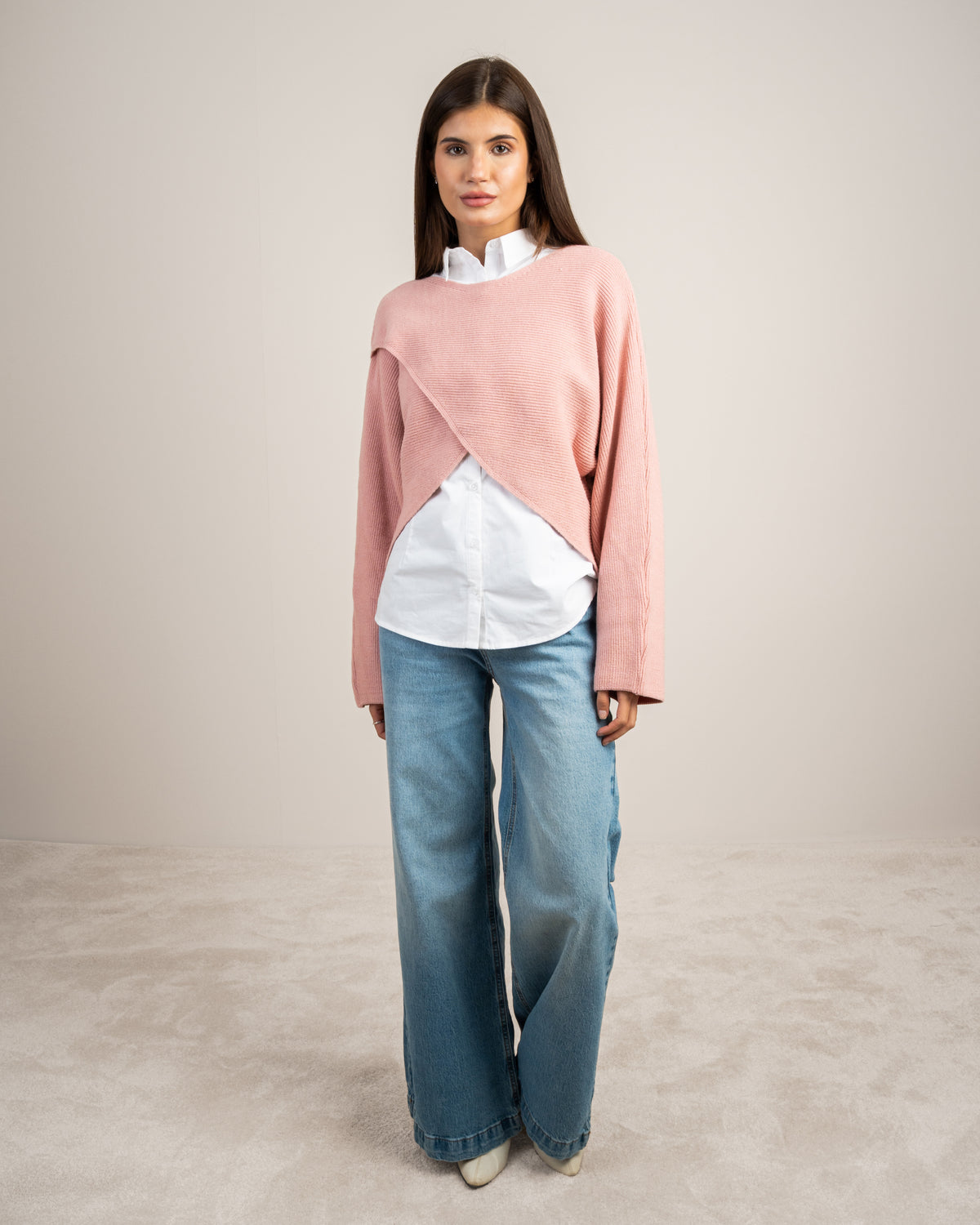 Plain Cropped Knitwear Pullover