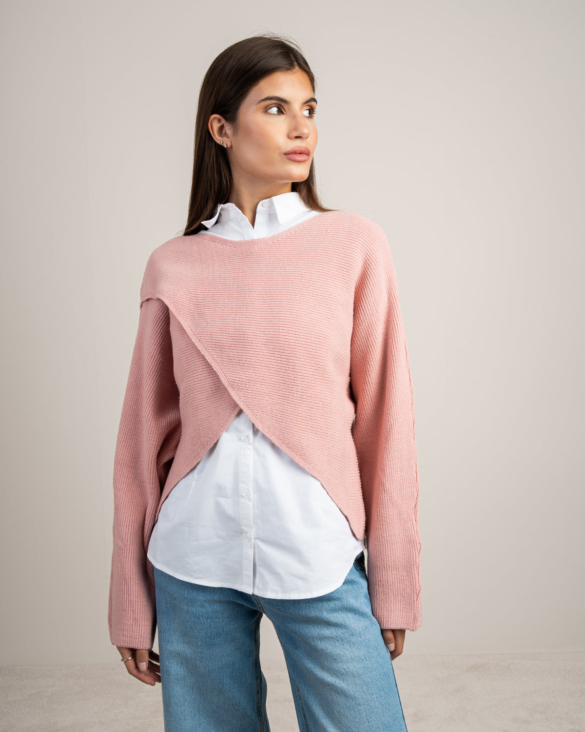 Plain Cropped Knitwear Pullover
